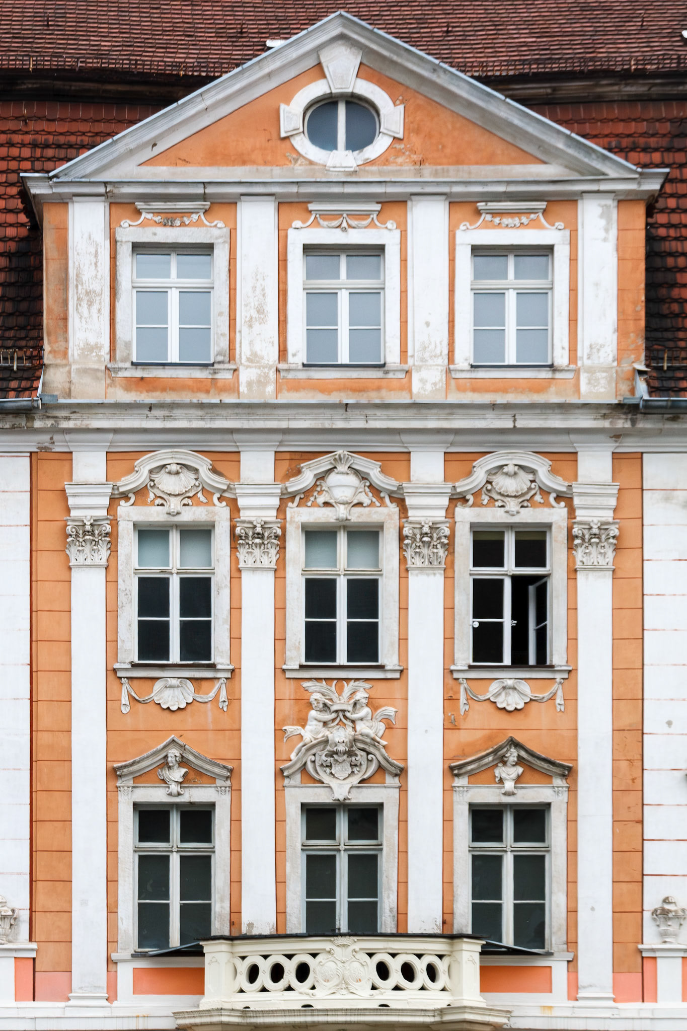 Detailed facade of a historic Baroque building