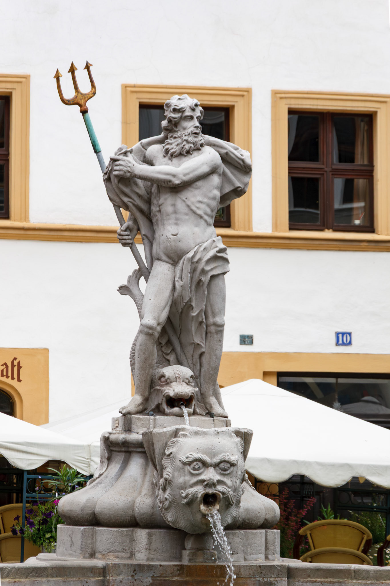 Close up of the Neptune Fountain in Görlitz