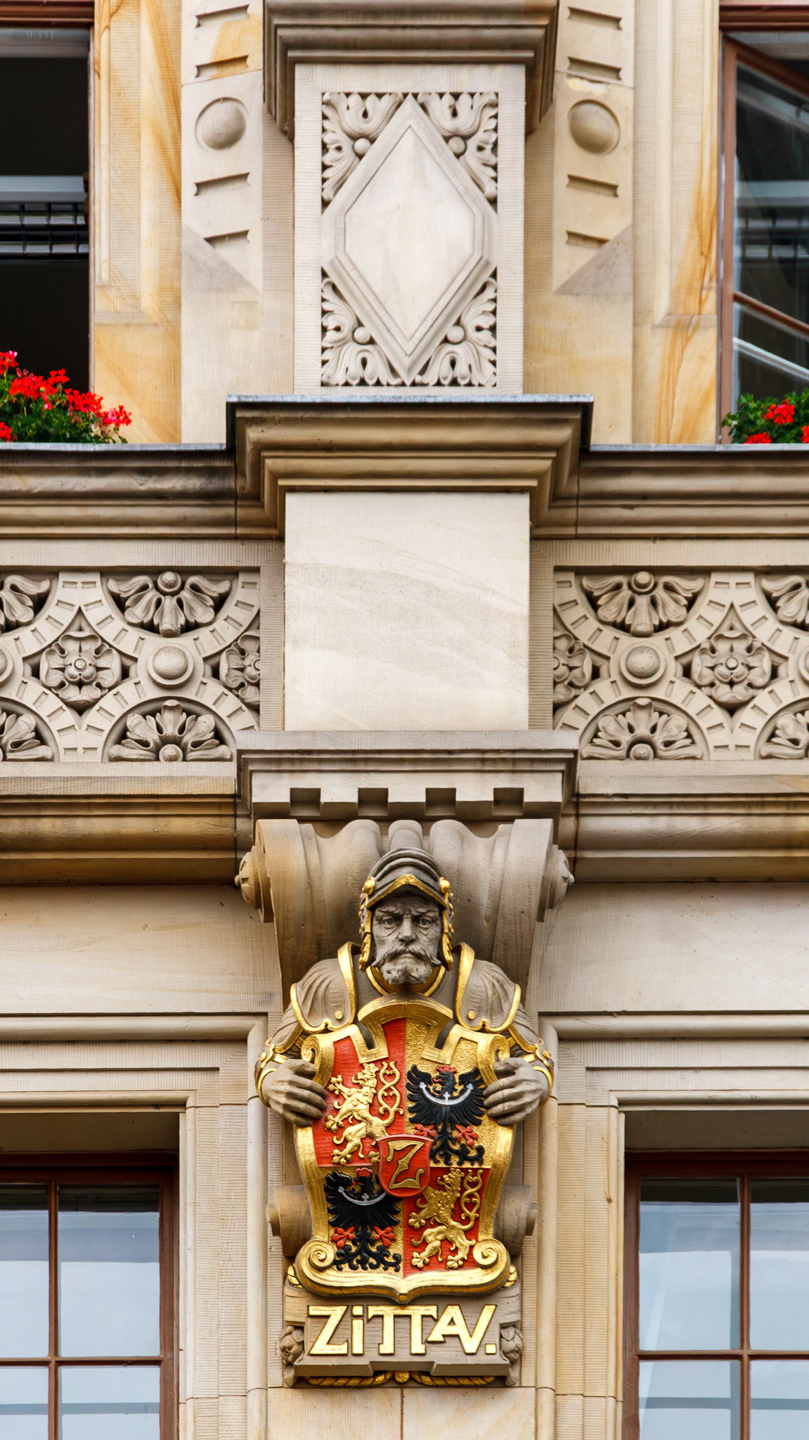Ornate architectural details on historic building