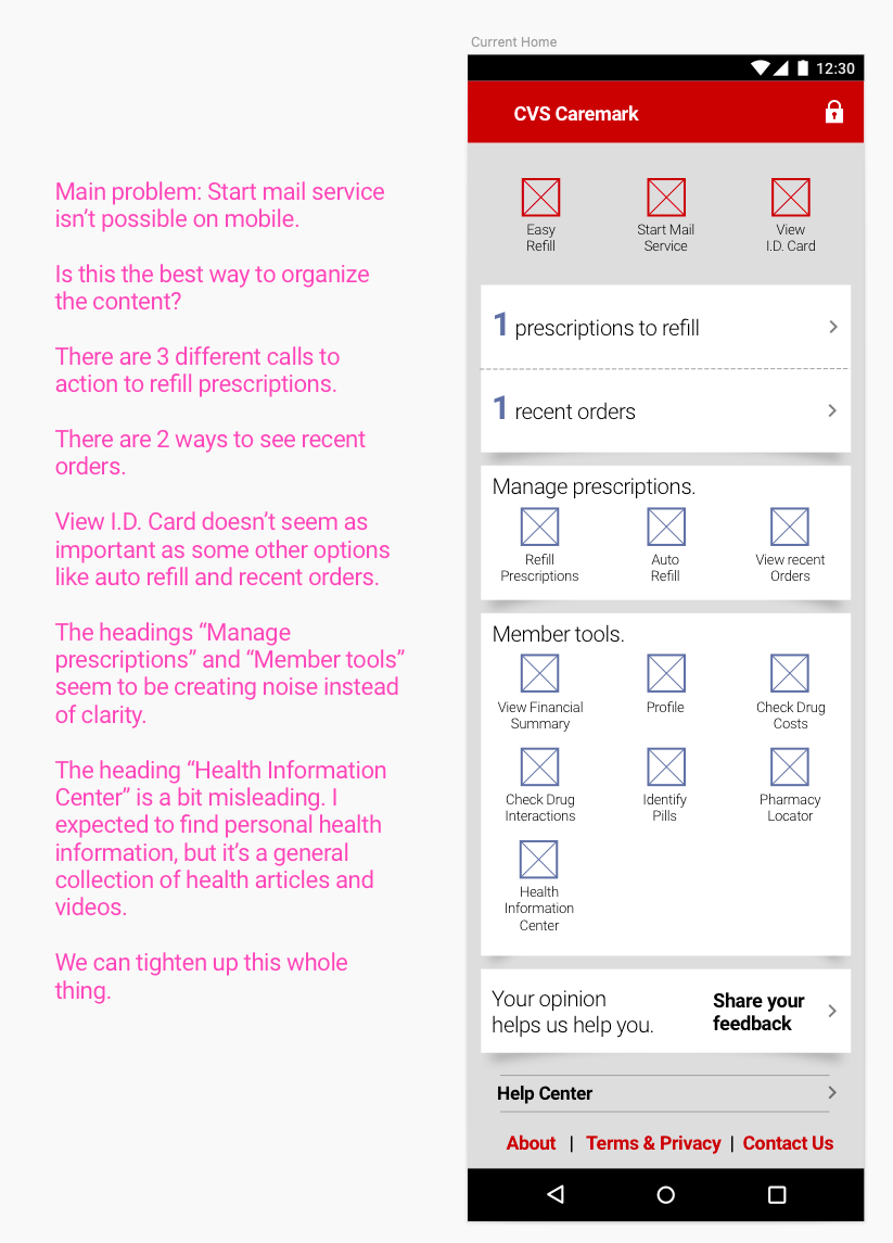 Recreation of the app's home screen (as of 2019)