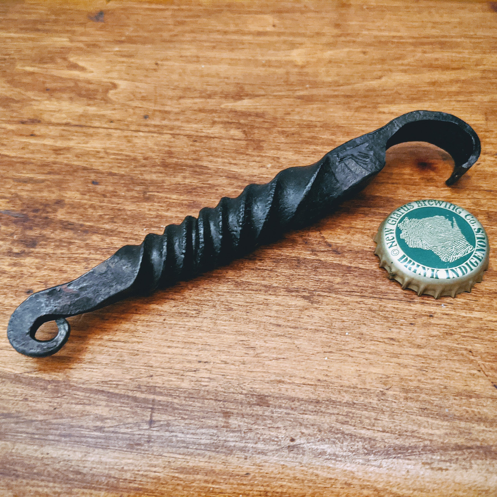 Bottle opener, hand forged in coal fire