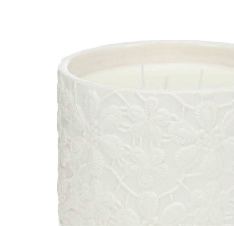 Lace Filled Ceramic Candle