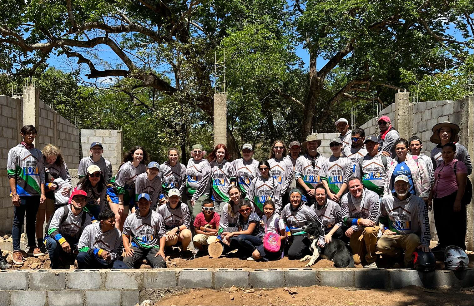 Our group! Volunteers from the U.S., and volunteers, masons, and interpreters from Nicaragua.