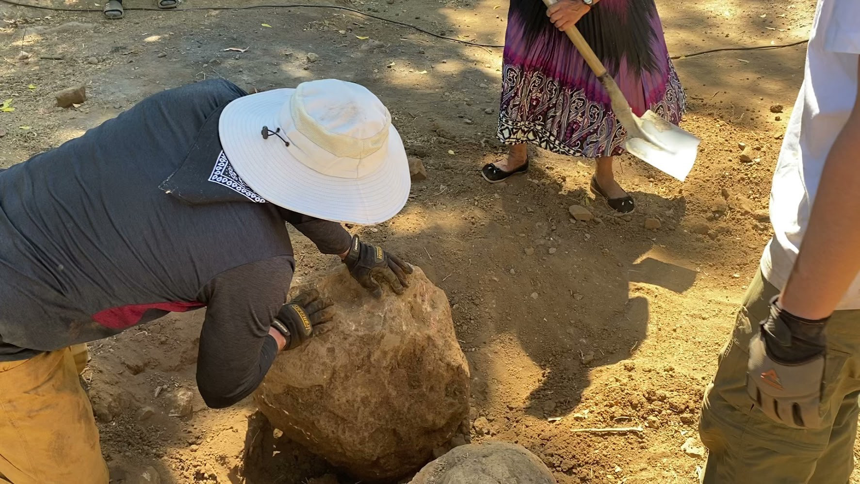 We rolled over the boulders to use as seats during breaks.