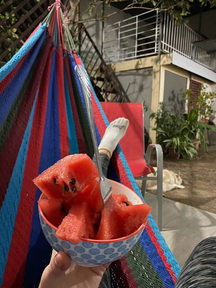 Ended the night with fresh watermelon on a hammock - yum!