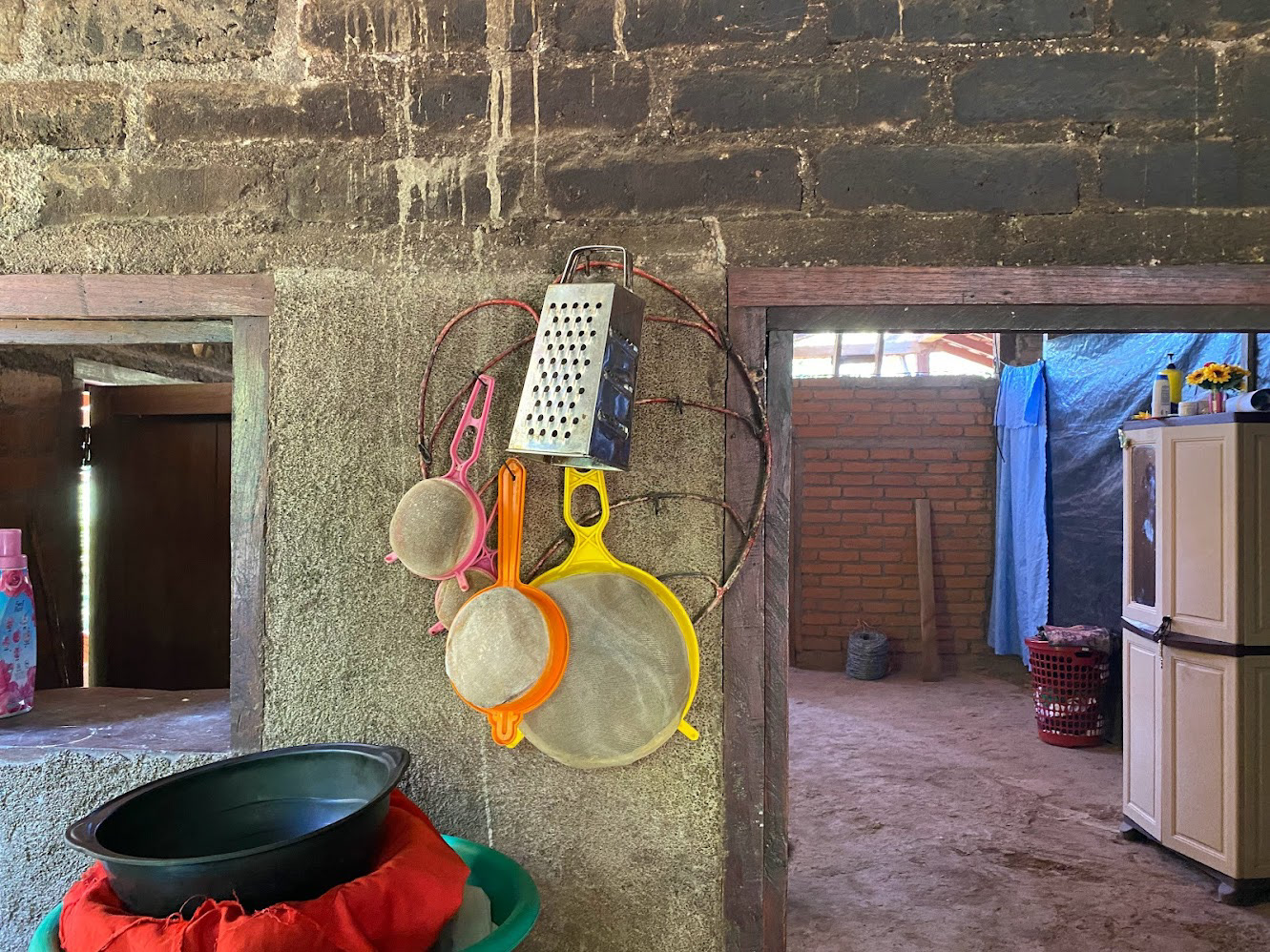 The family grows and makes their coffee at their home.