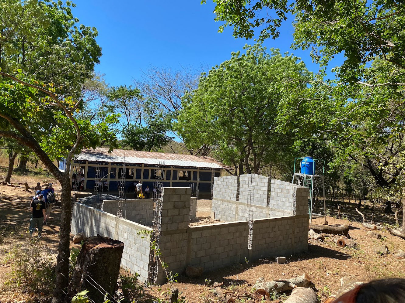 Arriving in El Borbollón. This is what the previous volunteer group completed in January - we will be finishing the third and fourth walls, and making the foundation for the sidewalk.