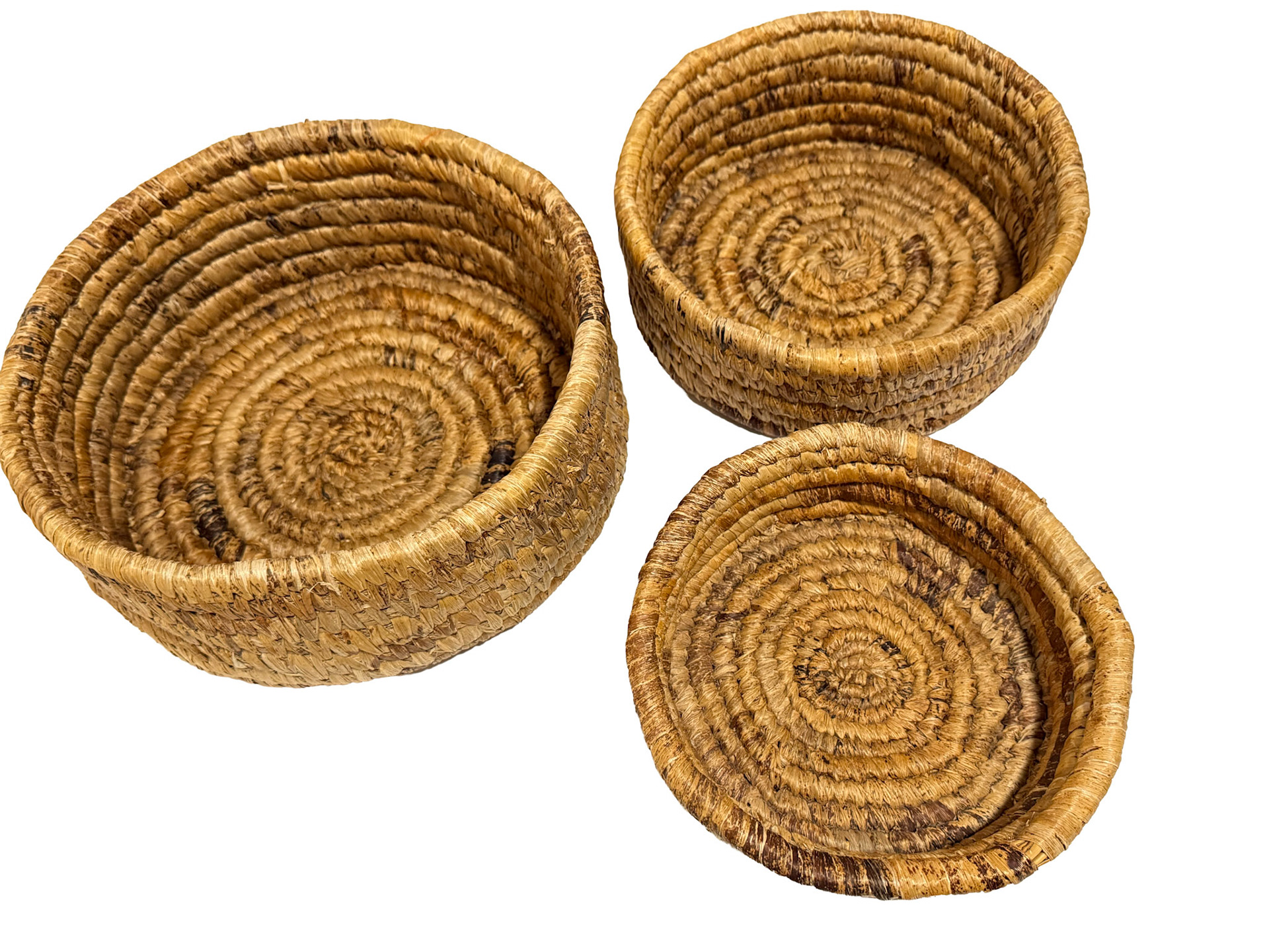 3 Stacking Handwoven Seagrass Baskets