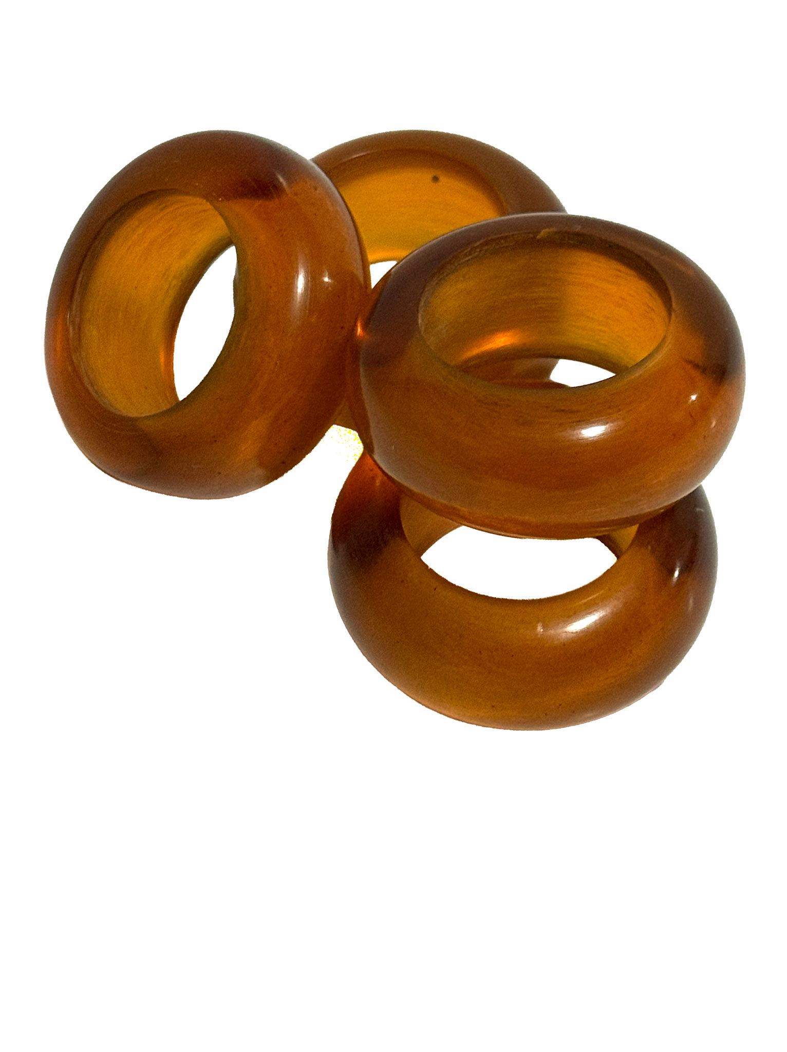 4 Amber Bakelite Napkin Rings