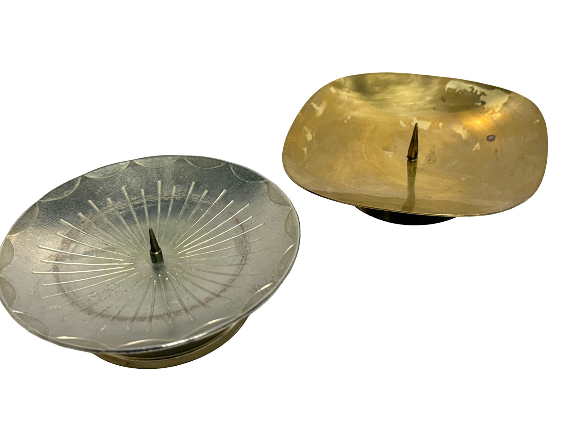Spiked Brass Candle Holders 'In the Style of Gunnar Ander'