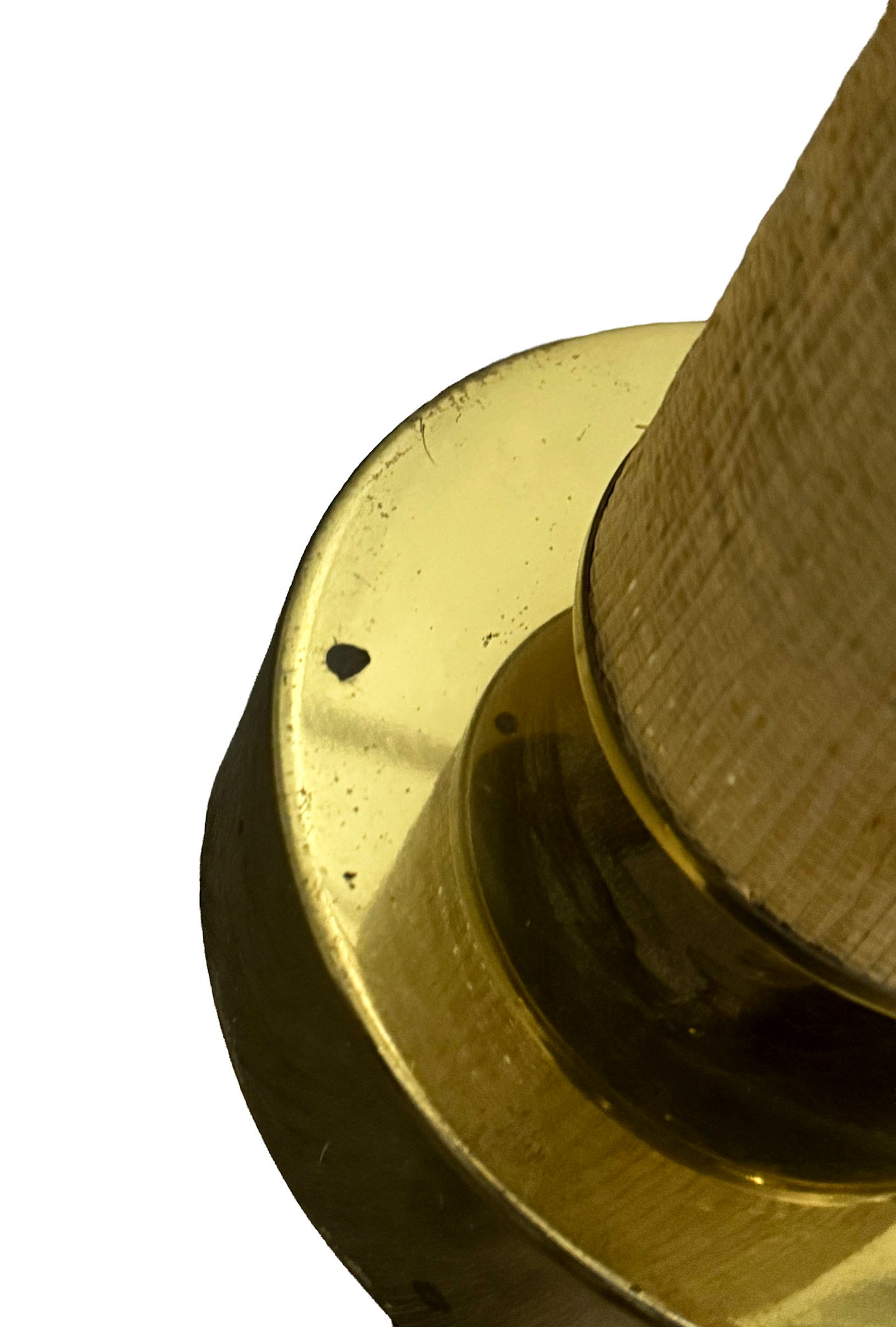 Condition Close-Up of Linen Brass Lamp Base