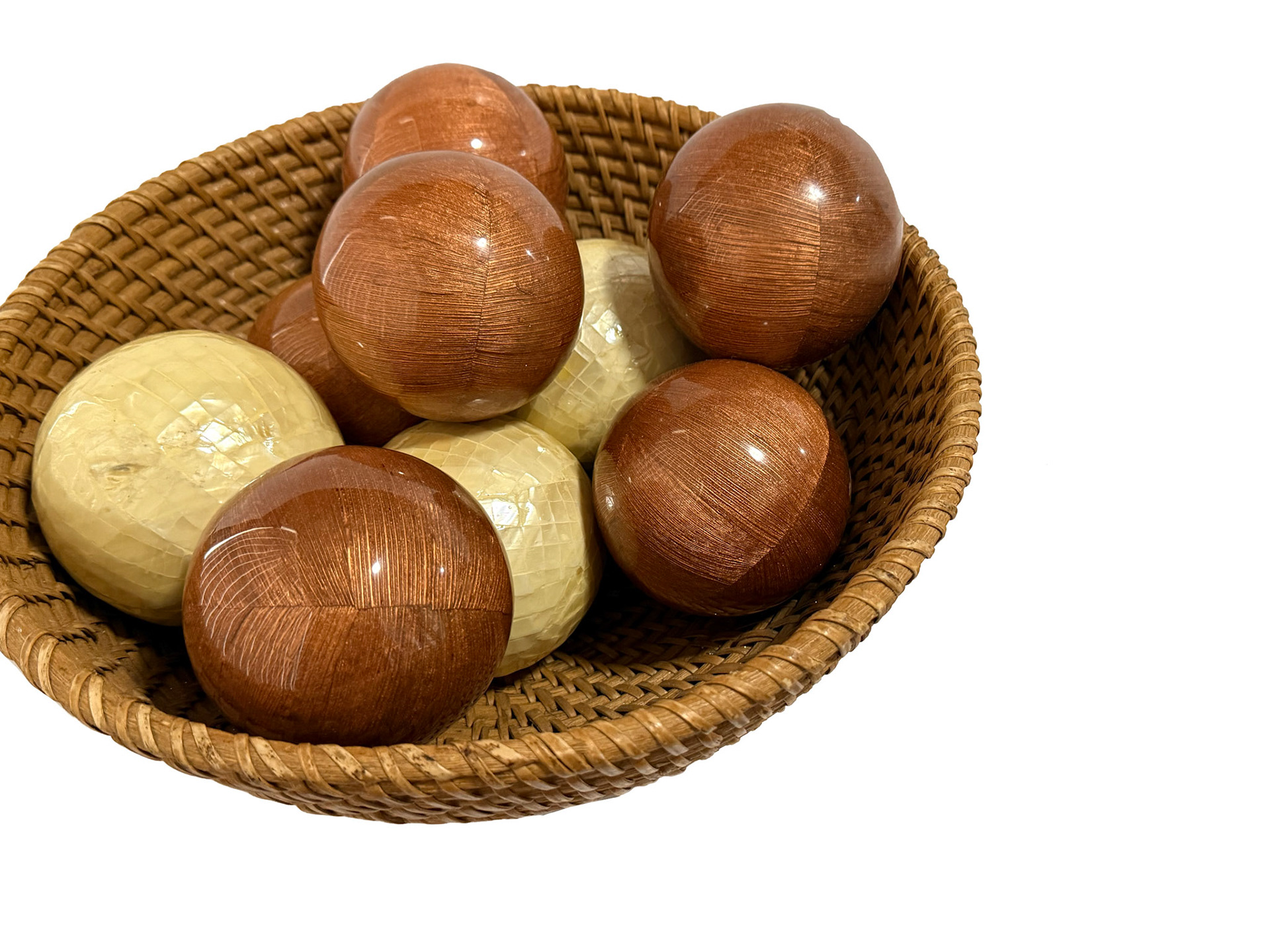 3 Capiz Shell Decorative Balls, 6 Brown Decorative Balls