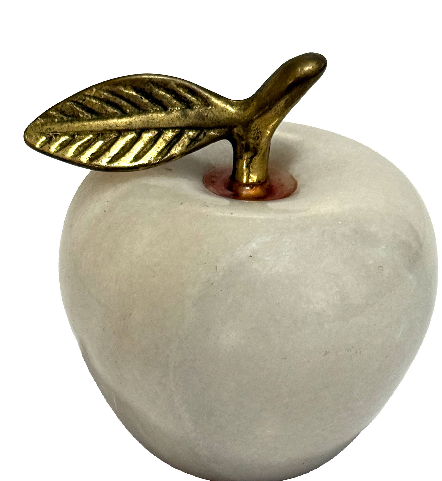 Marble Apple With Brass Stem Paperweight