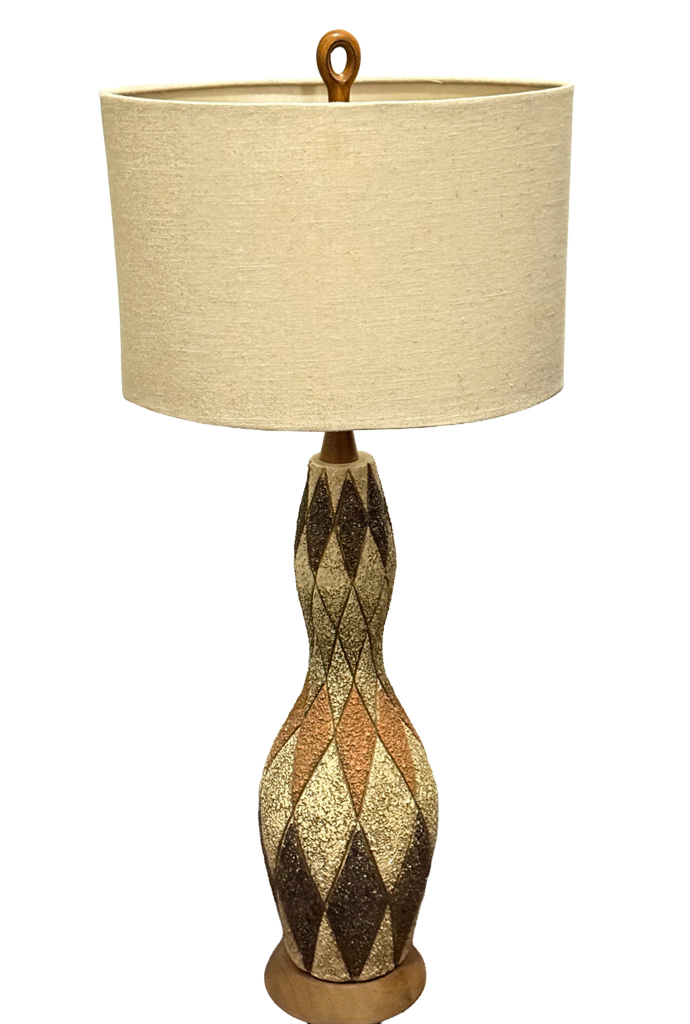 Tall Harlequin Lamp Base With Linen Oval Shade (Height 36 in, Shade Length 15 in, Width 8.5)