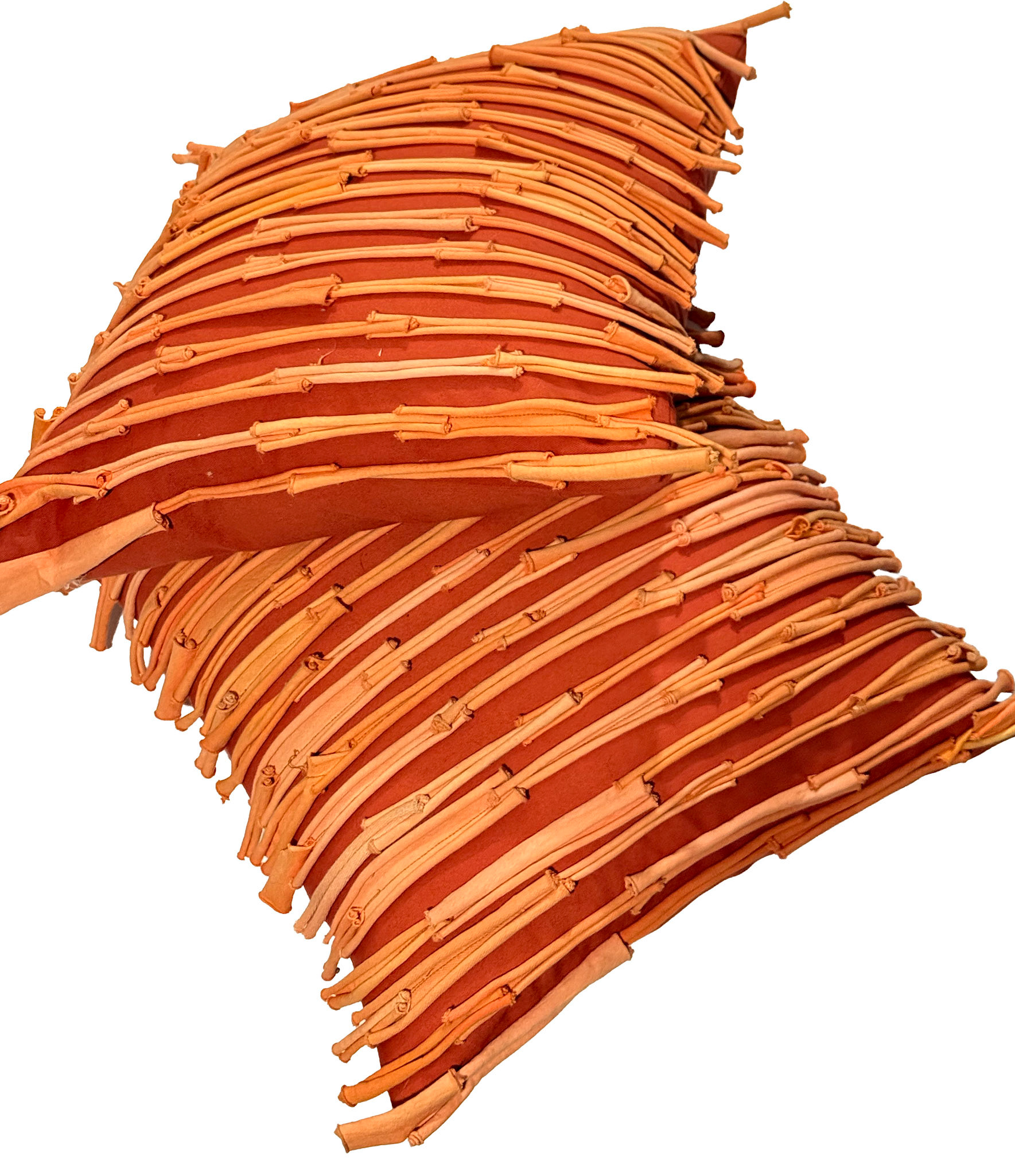 2 Orange Textured Throw Pillows