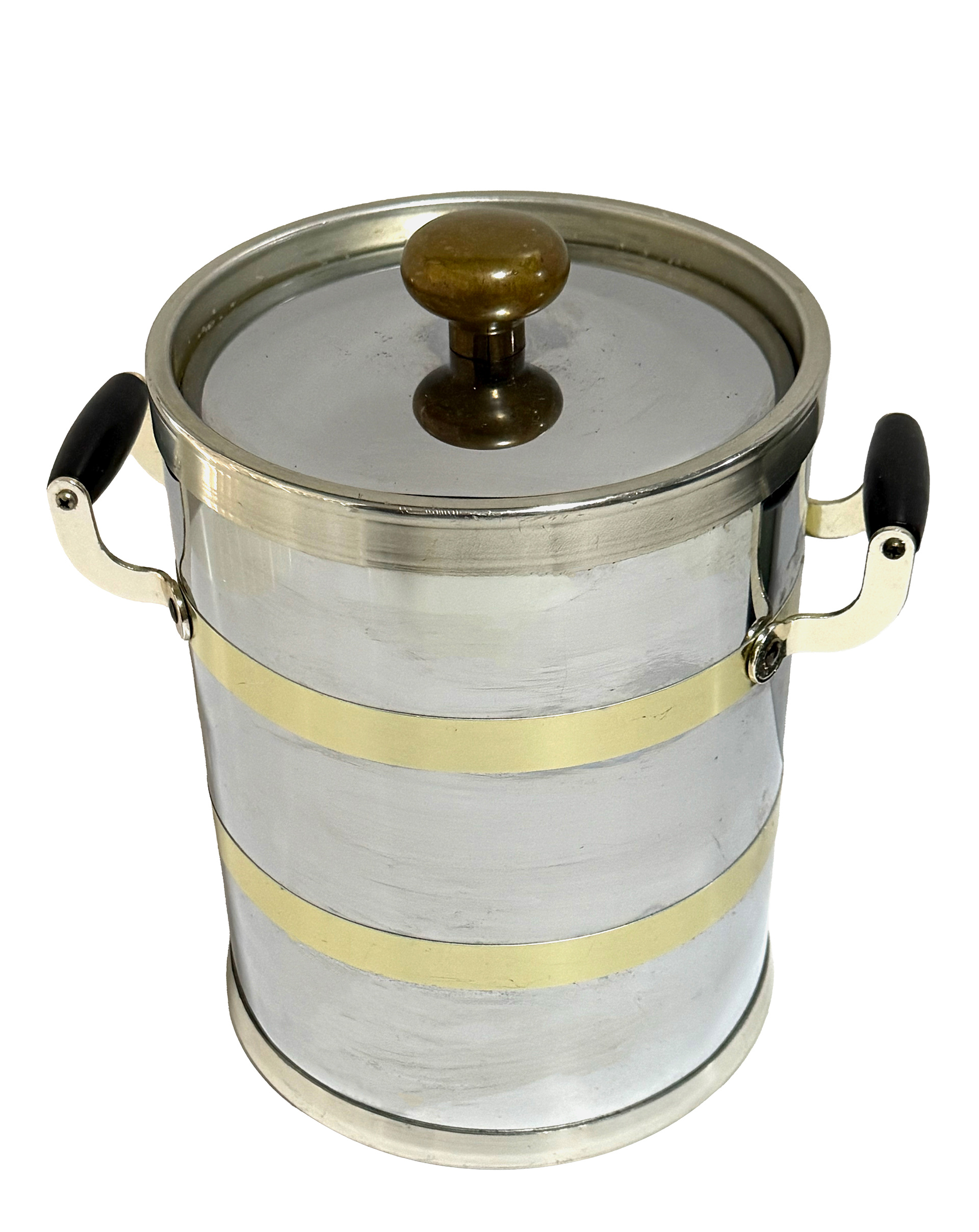 Brass & Chrome Ice Bucket (Height: 10 in, Width: 10 in, Depth: 8 in)