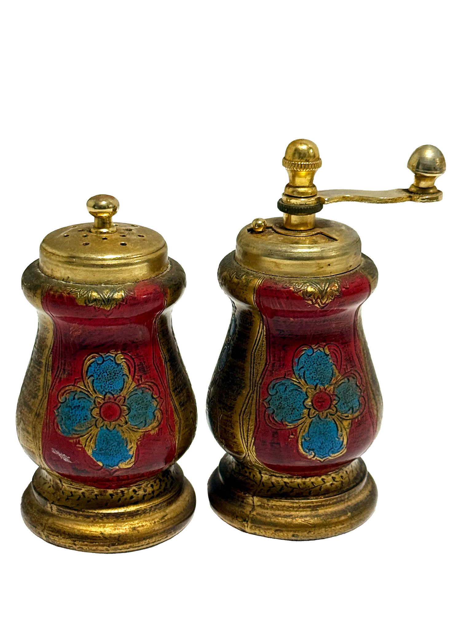 Florentine Hand-Painted Salt & Pepper Set (Height: 4.72 in, Diameter: 2.16 in)