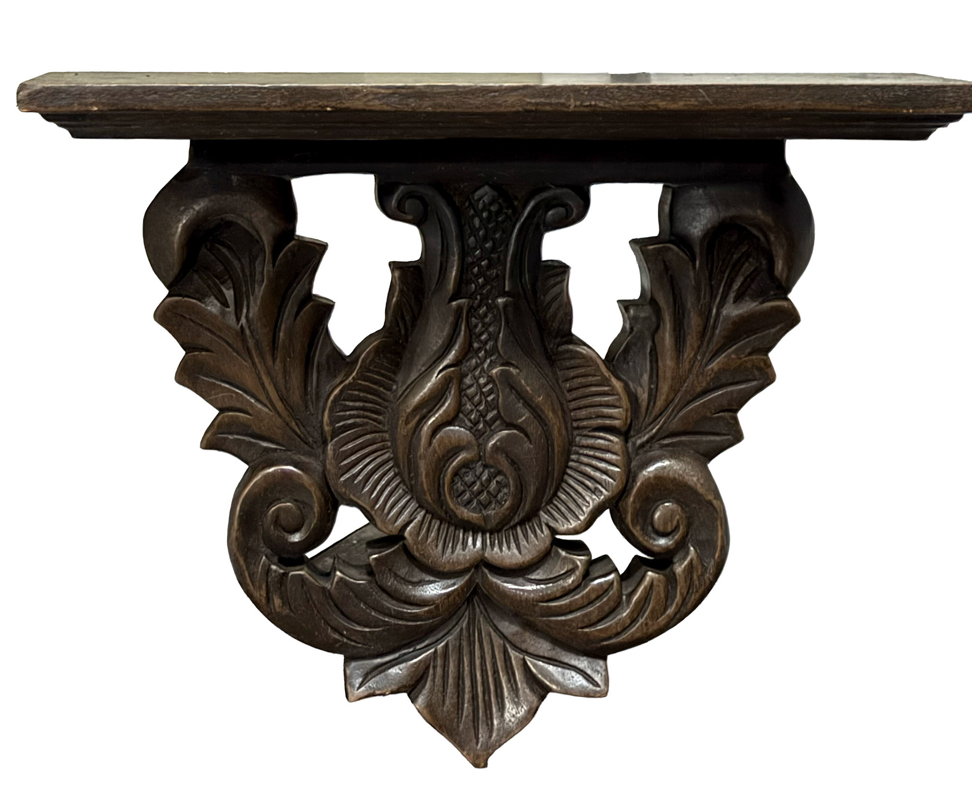 Hand Carved Wood Wall Shelf