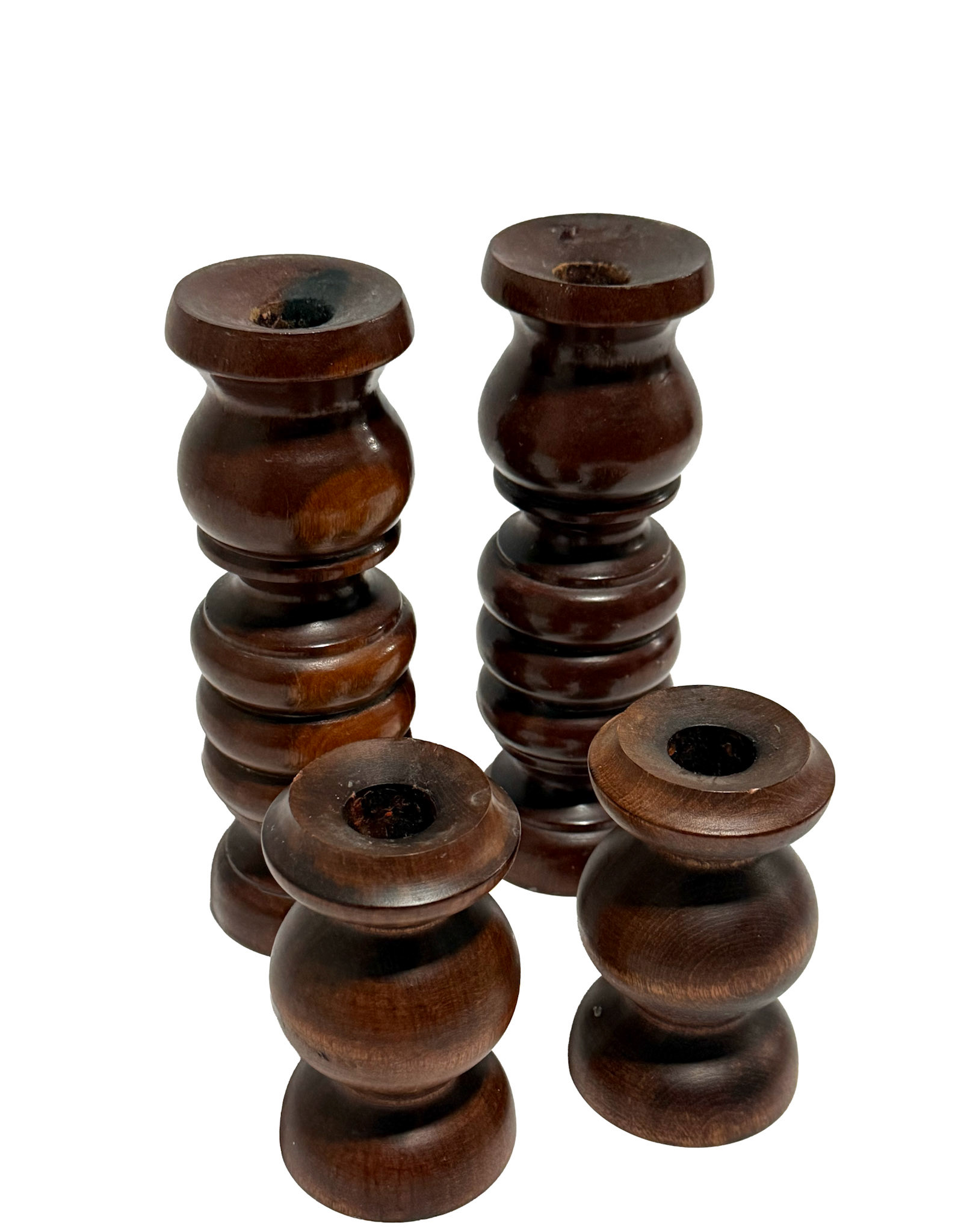 Turned Wood Candle Holders
