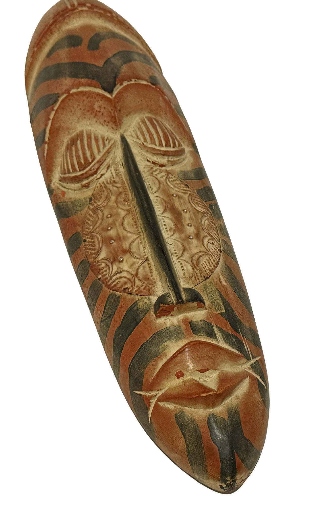 Hand Carved African Mask Sculpture (Length: 18.5 in, Width: 5.5 in)