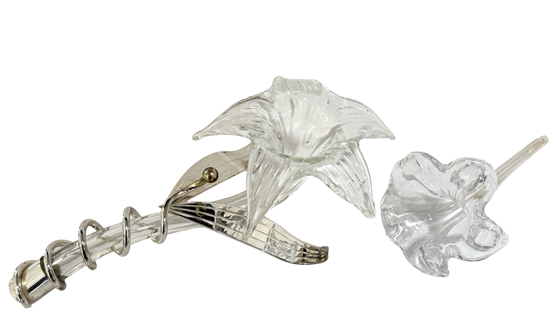 Murano Glass & Silver Plate Flower Vase, Murano Glass Flower Vase