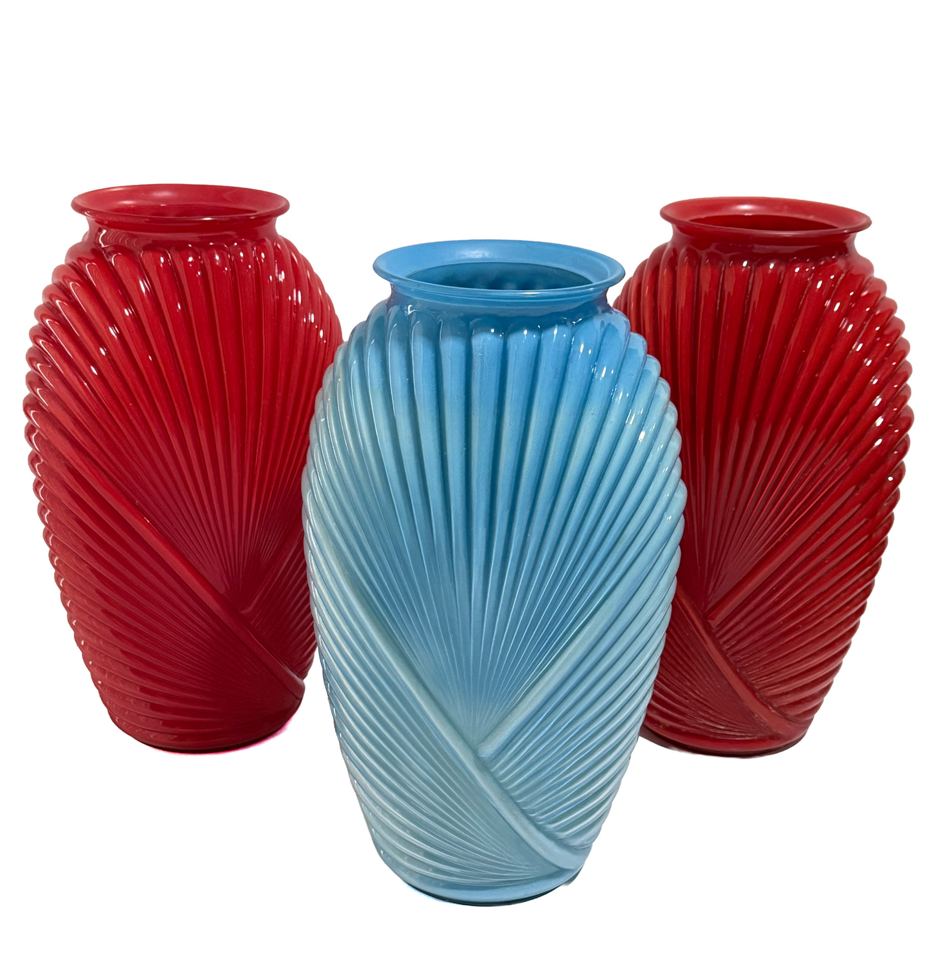 Anchor Hocking 80s Glass Draped Vases (Height: 12 in, Diameter 4 in)