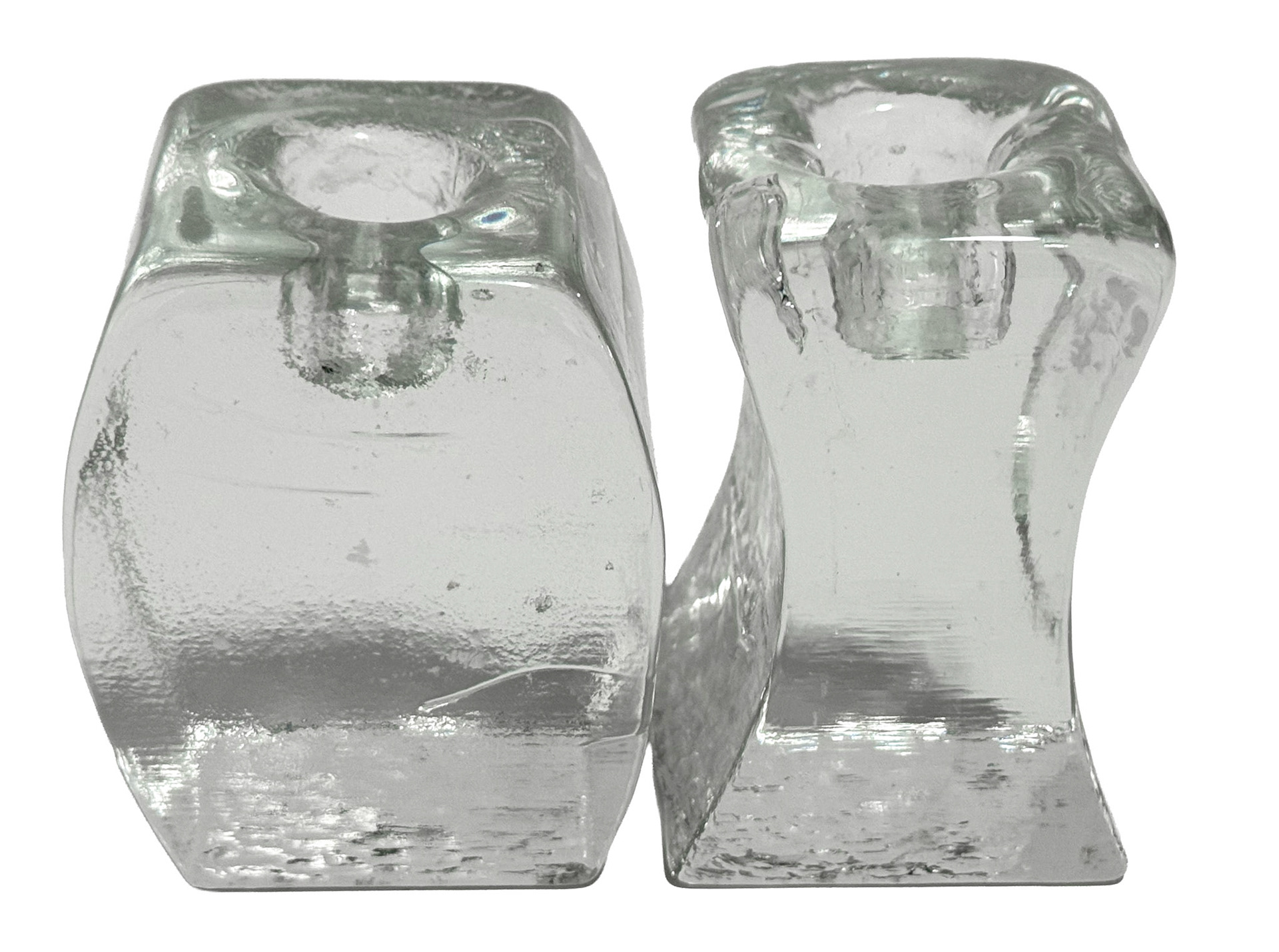 Blenko Ice Cube Pillar Candle Holders