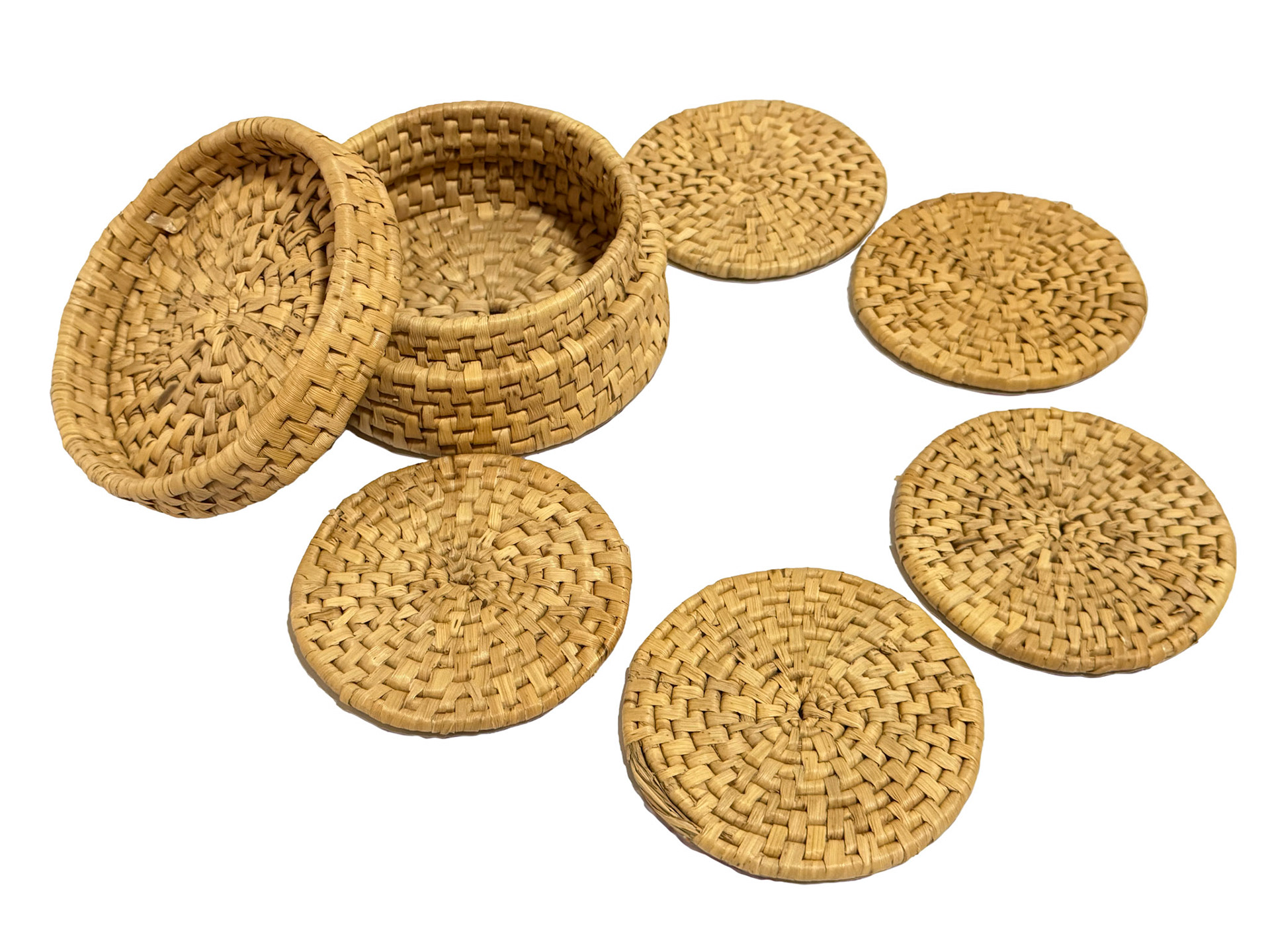5 Rattan Woven Coasters