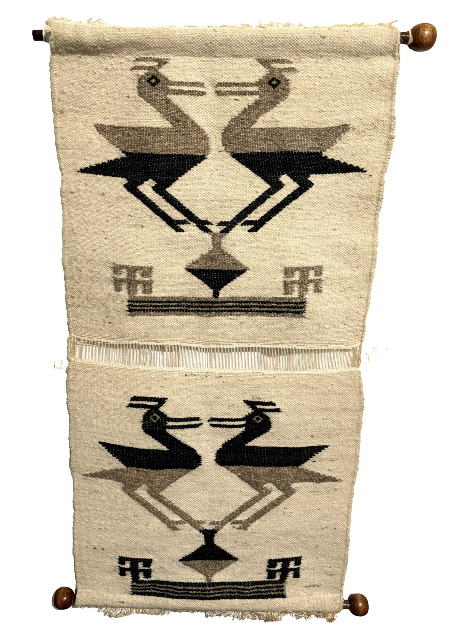 Native American Navajo Pictorial Rug With Mythical Birds Wall Art