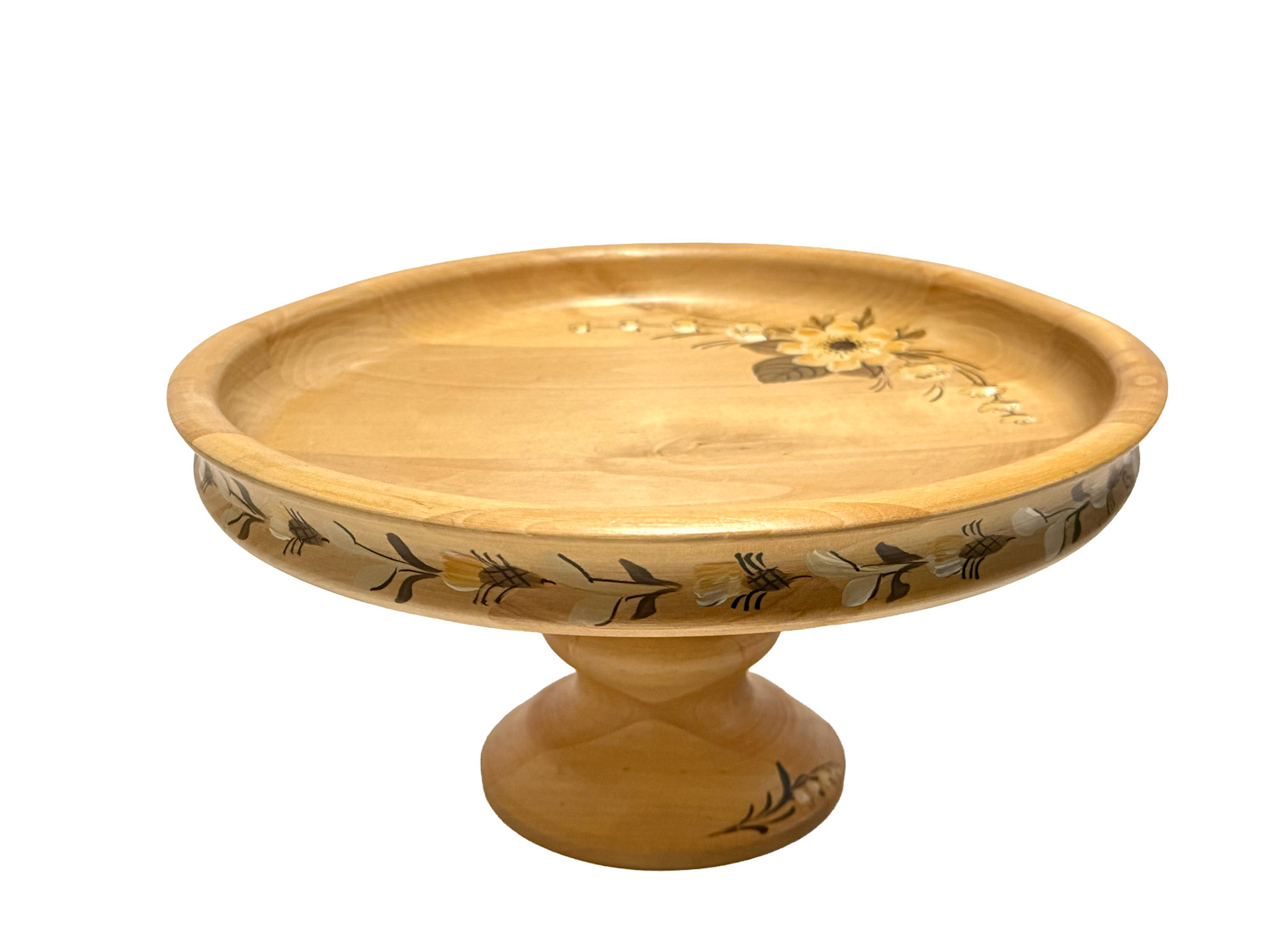 Wooden Hand-Painted Cake Server 