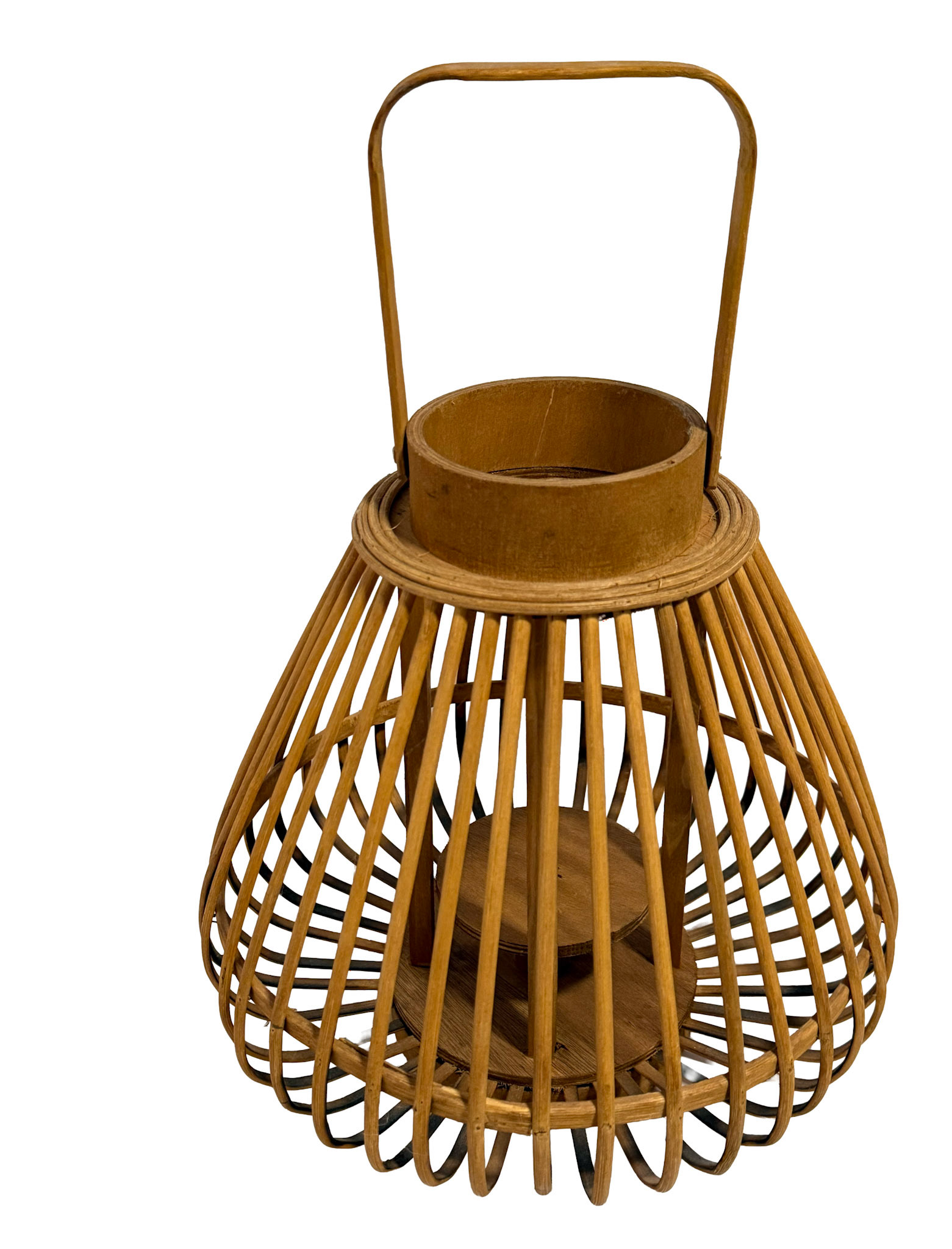Bamboo Slat Candle Holder: Italy (Height With Handle: 16 in, Diameter: 12 in)