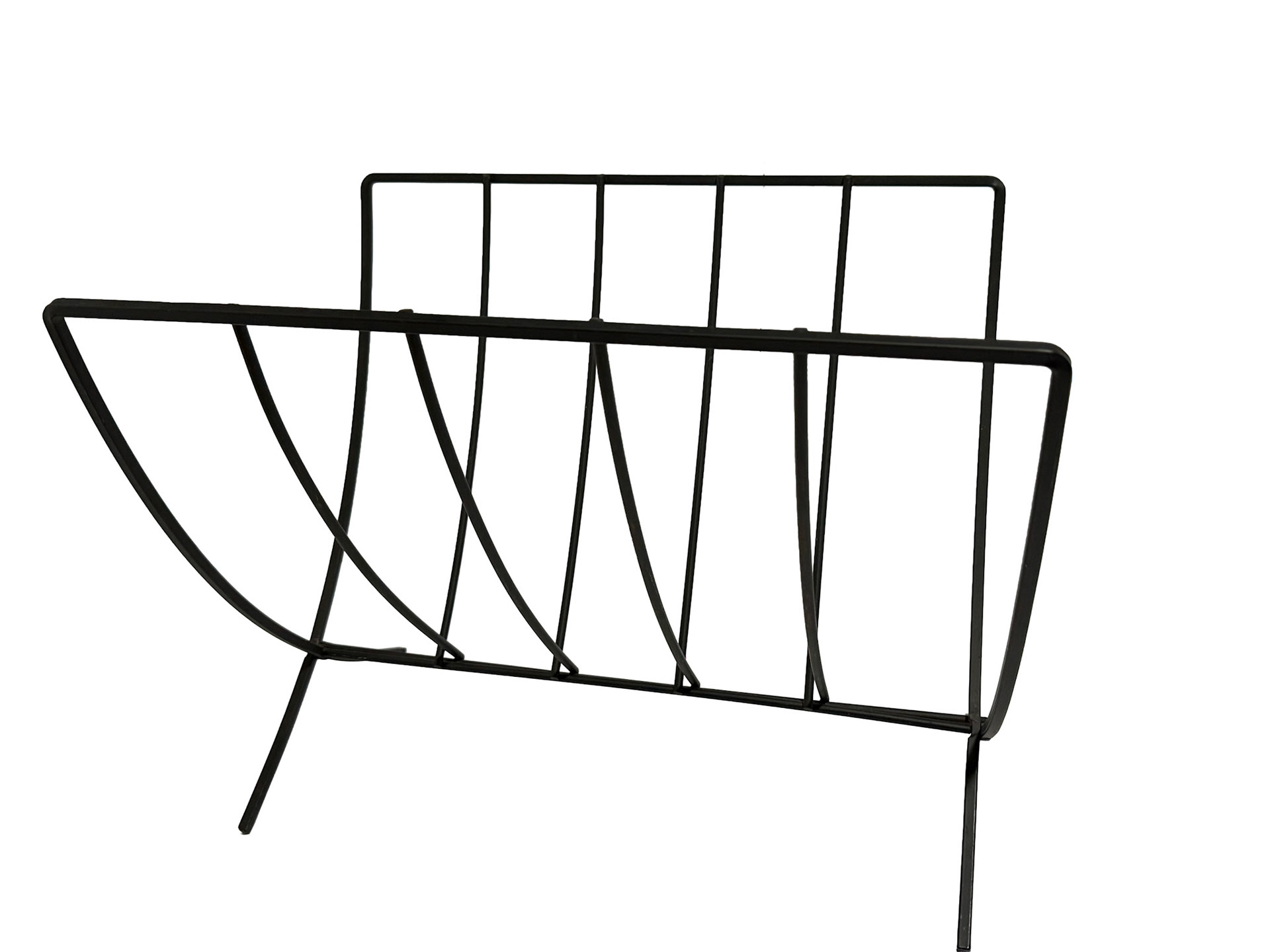 Black Iron Magazine Rack (Length 15 in, Height 16 in, Width 12 in)