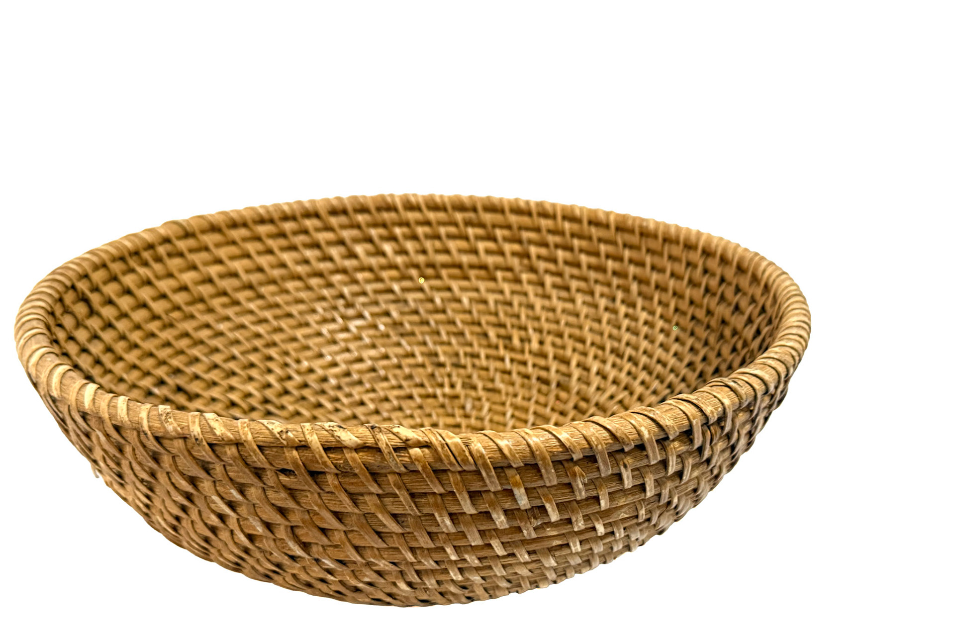 Handwoven Rattan Round Basket (Diameter 16 in)