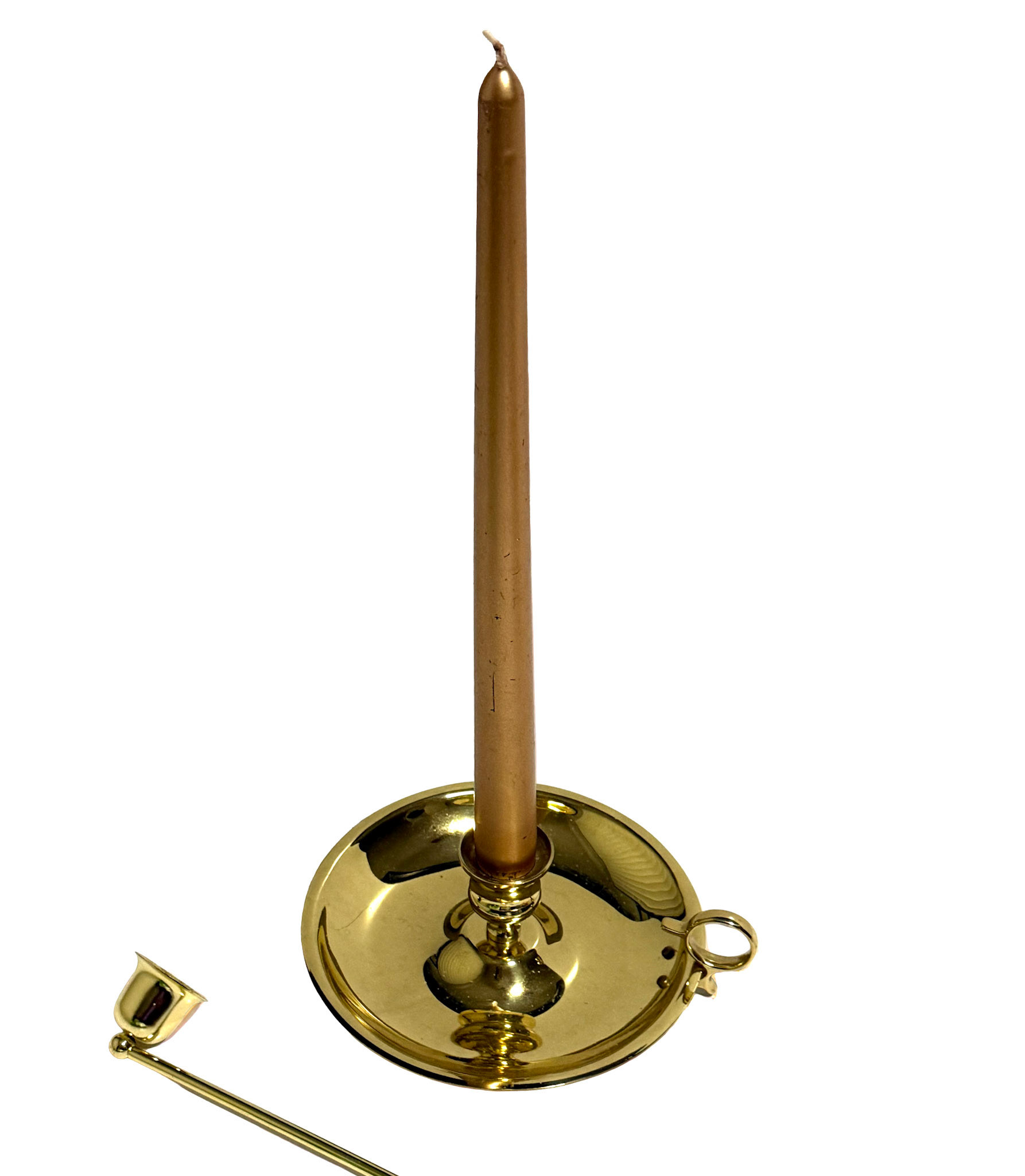 Brass Chamberstick Candle Holder & Brass Snuffer
