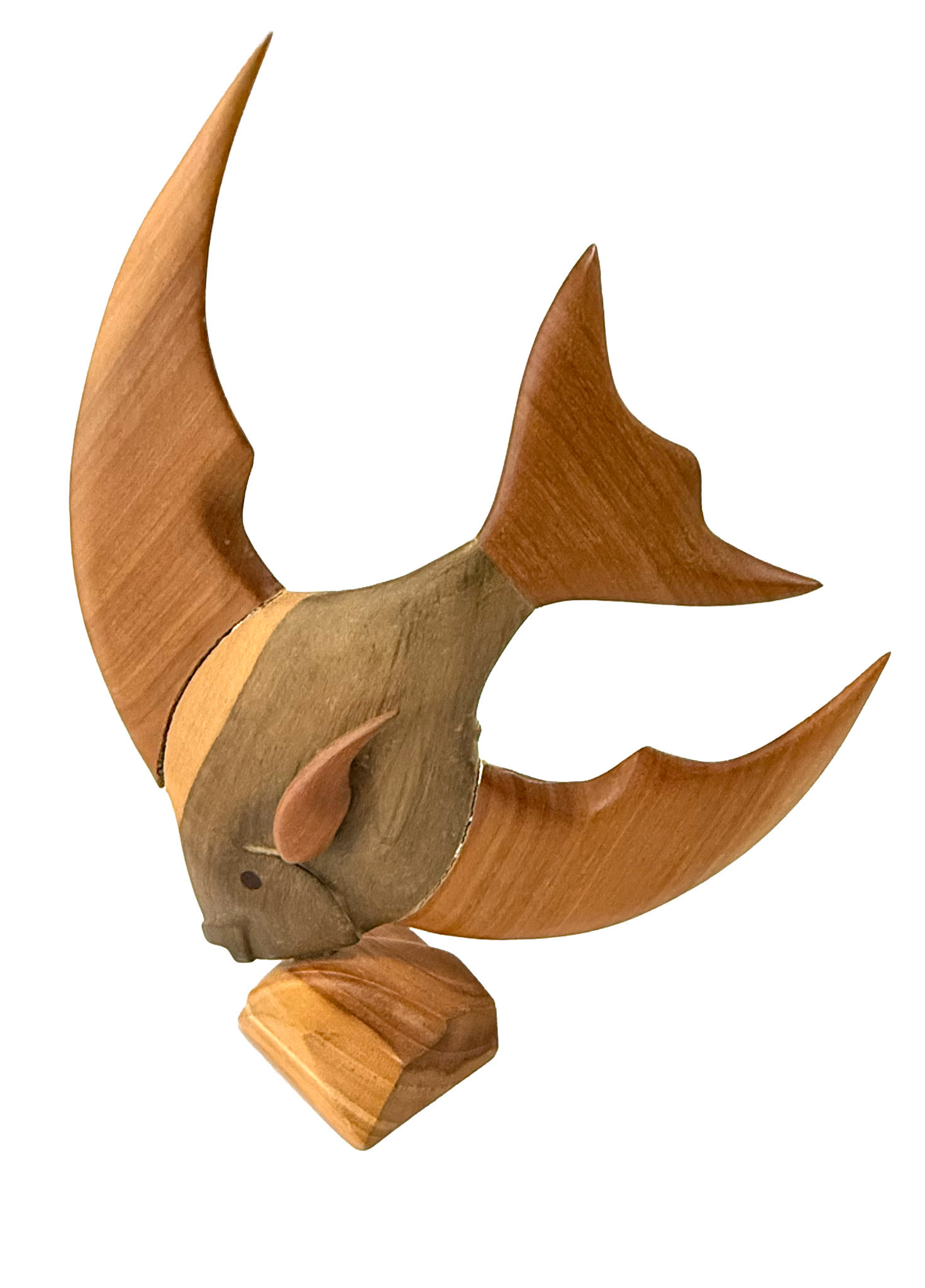 Hand Carved Wood Fish Sculpture