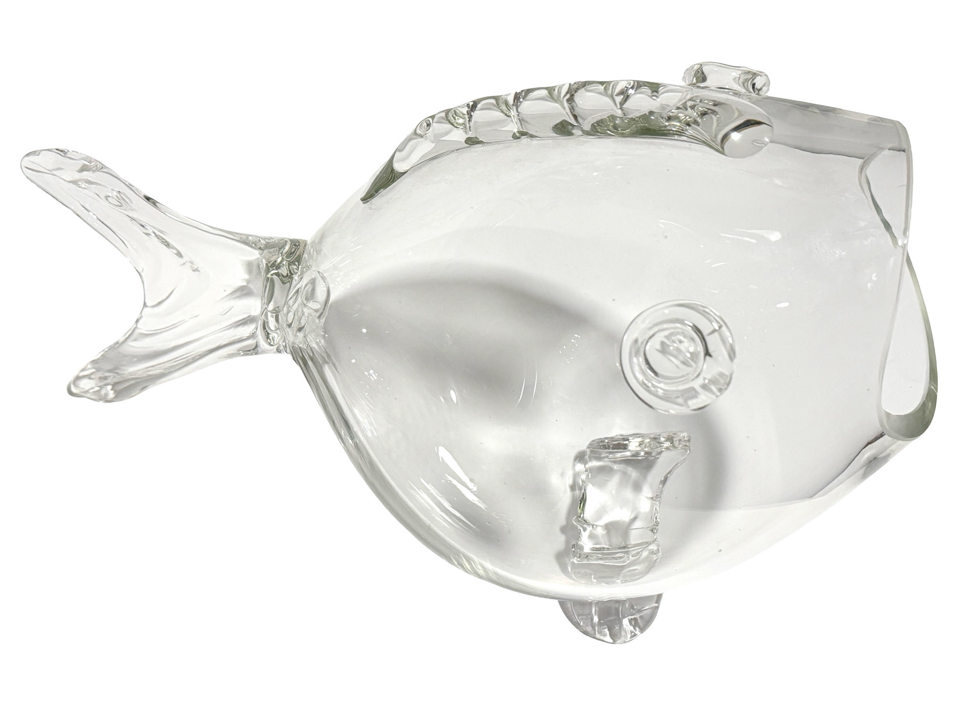 Blenko Glass Fish Bowl (Height: 11 in, Width: 15 in, Depth: 8.5 in)