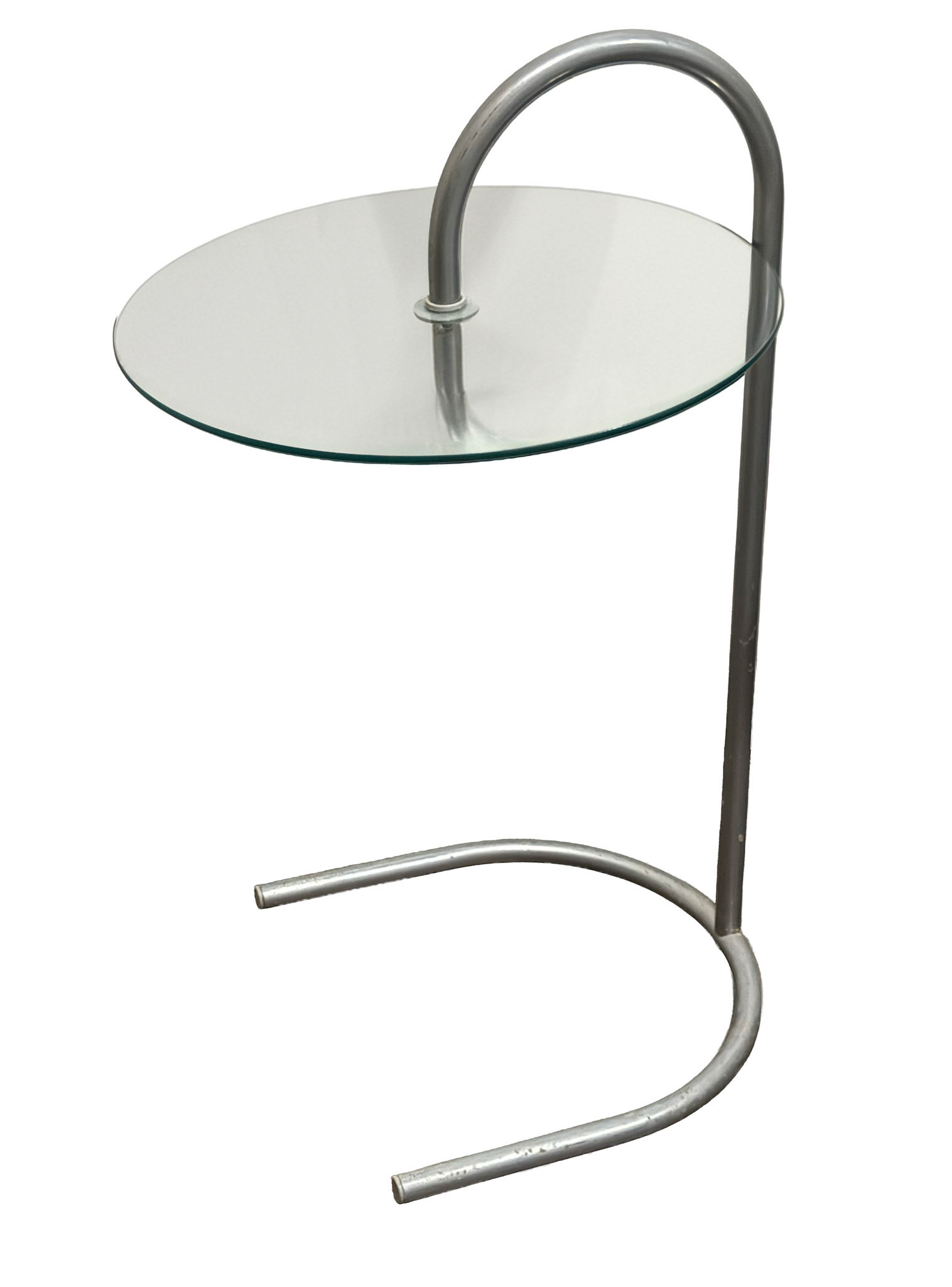 IKEA 80s RY Aluminum & Glass Side Table (Height: 27.5 in, Width: 15.63 in, Depth: 16.94 in)