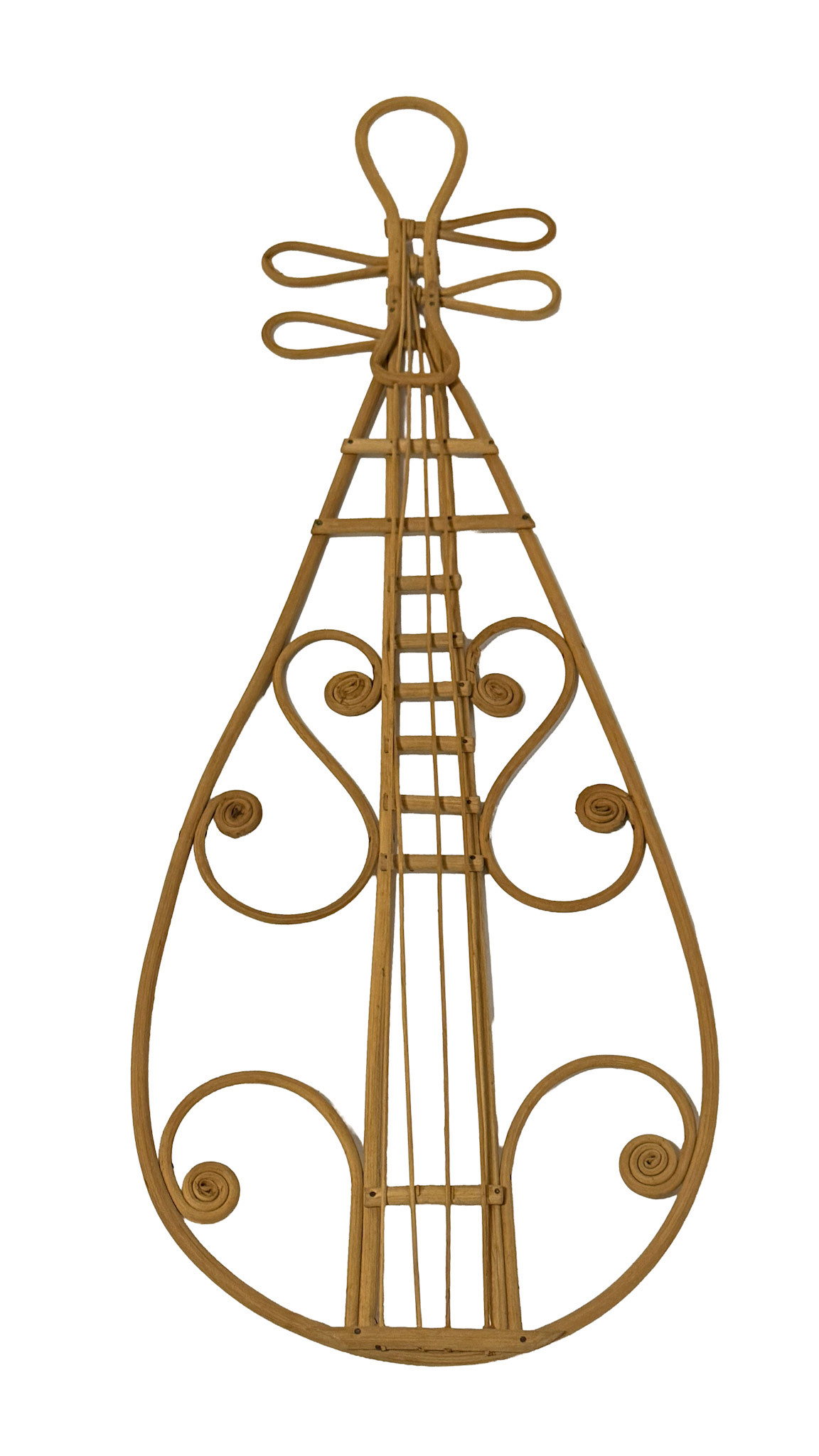 Rattan Mandolin Wall Hanging (Height: 20 in, Width: 9.75 in, Depth: 2 in)