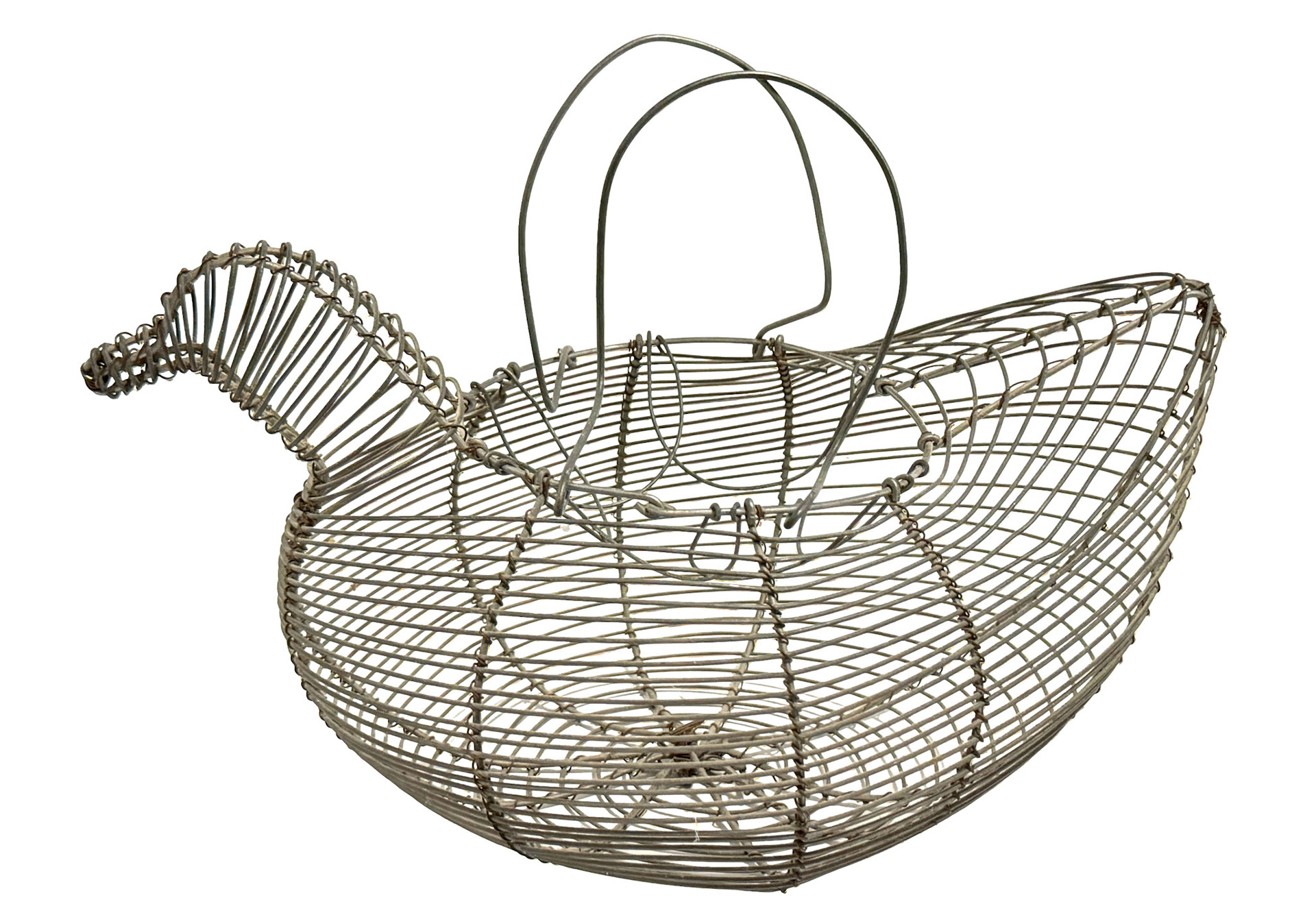 Hen Shaped Wire Egg Basket (Length 10.75 in, Height 5 in)