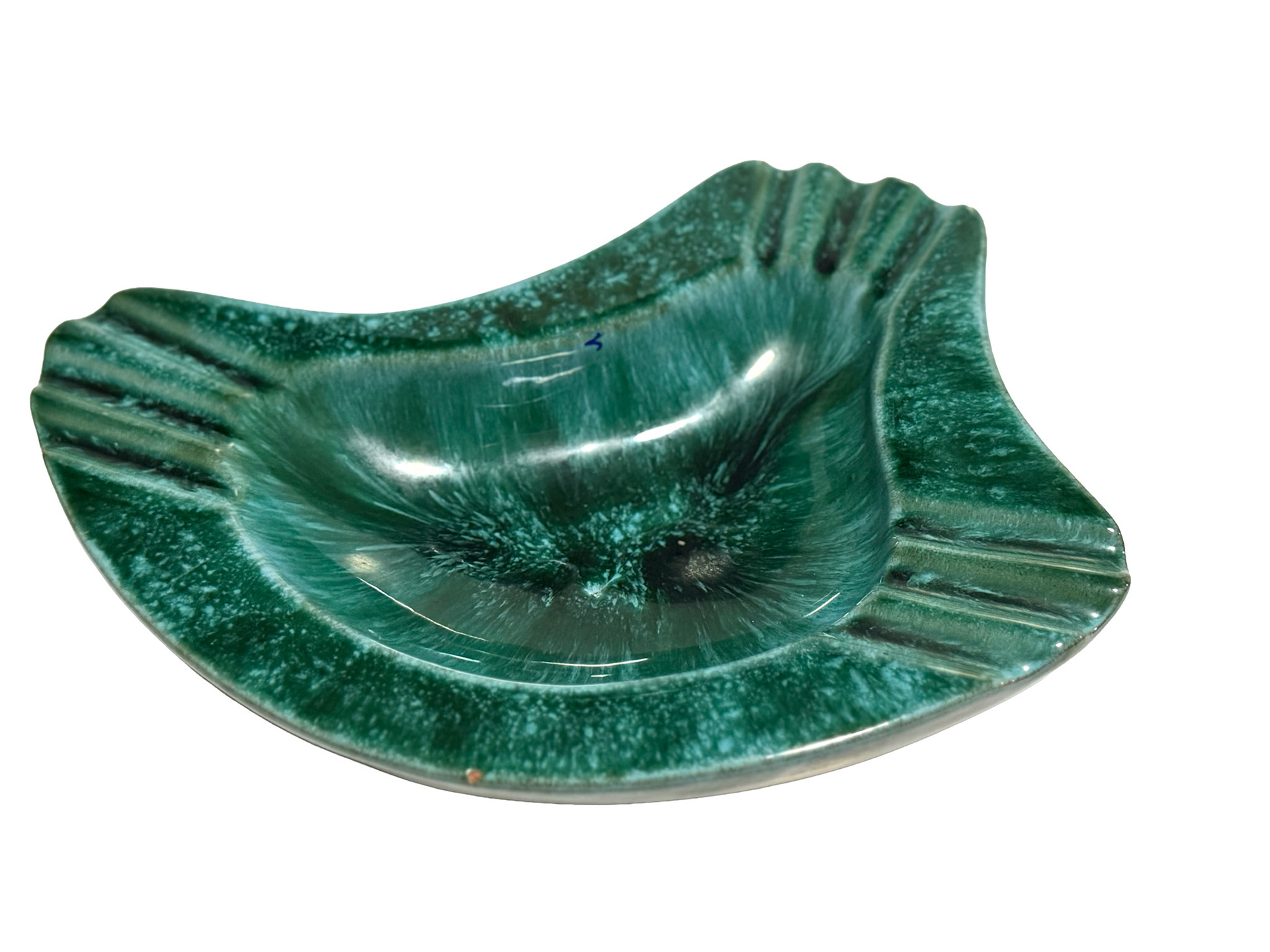 Blue Mountain Drip Glaze Ashtray (Length: 12 in, Width: 9 in, Height: 3 in)