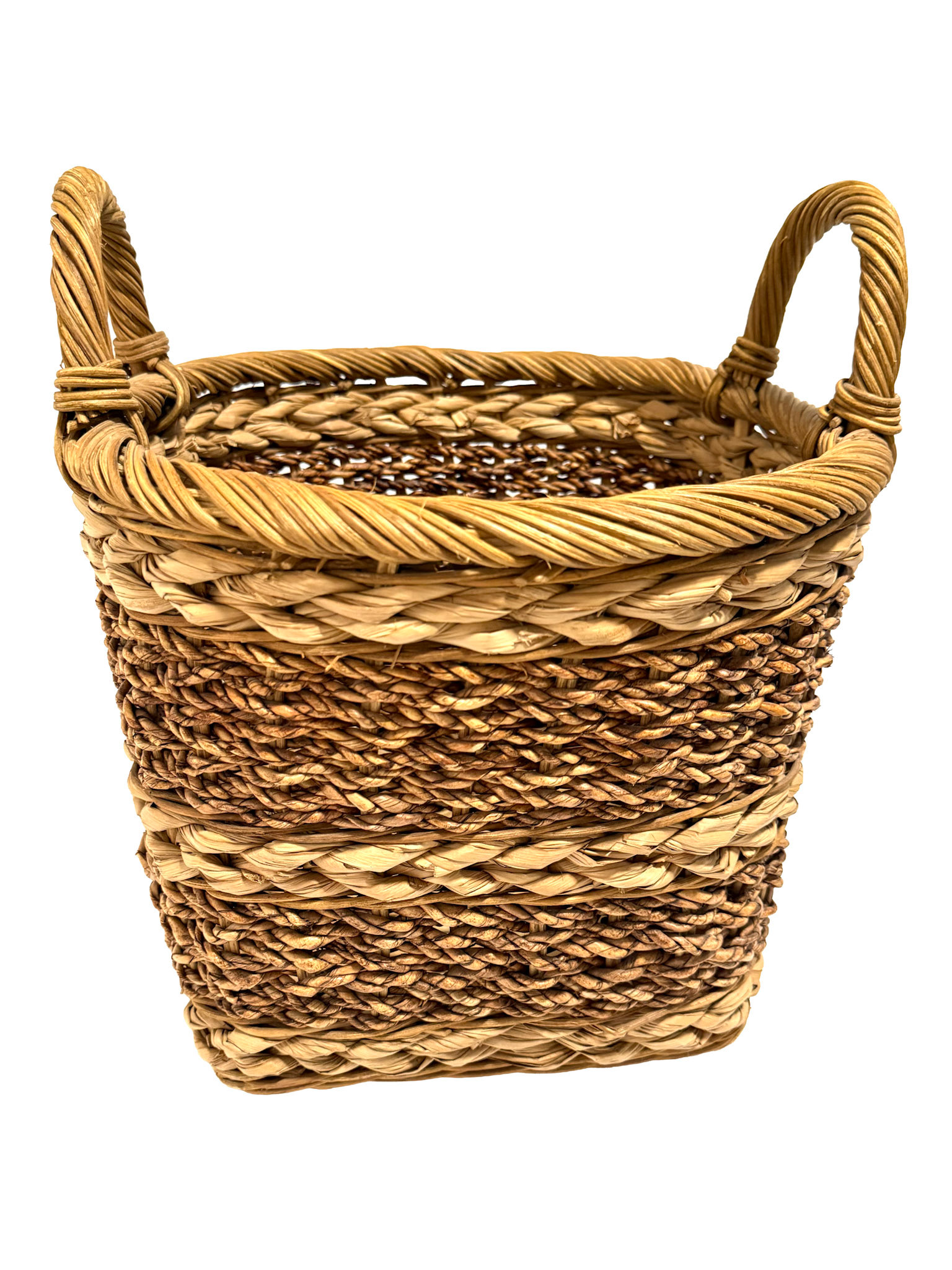 Handwoven Seagrass Basket With Braided Handles