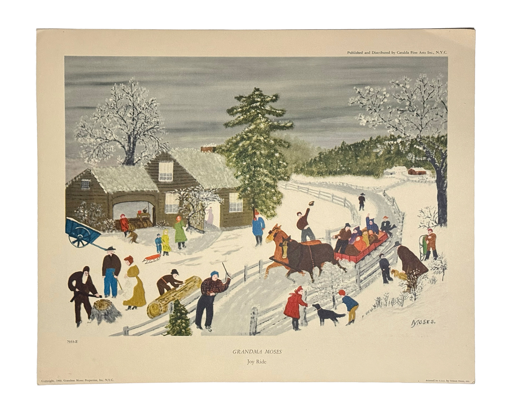 'Joy Ride' Grandma Moses Print From 1961 Portfolio