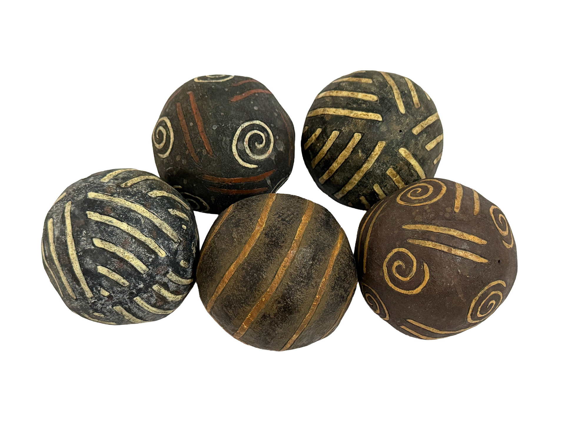 5 Handmade Wooden Spheres with Hikotea Art