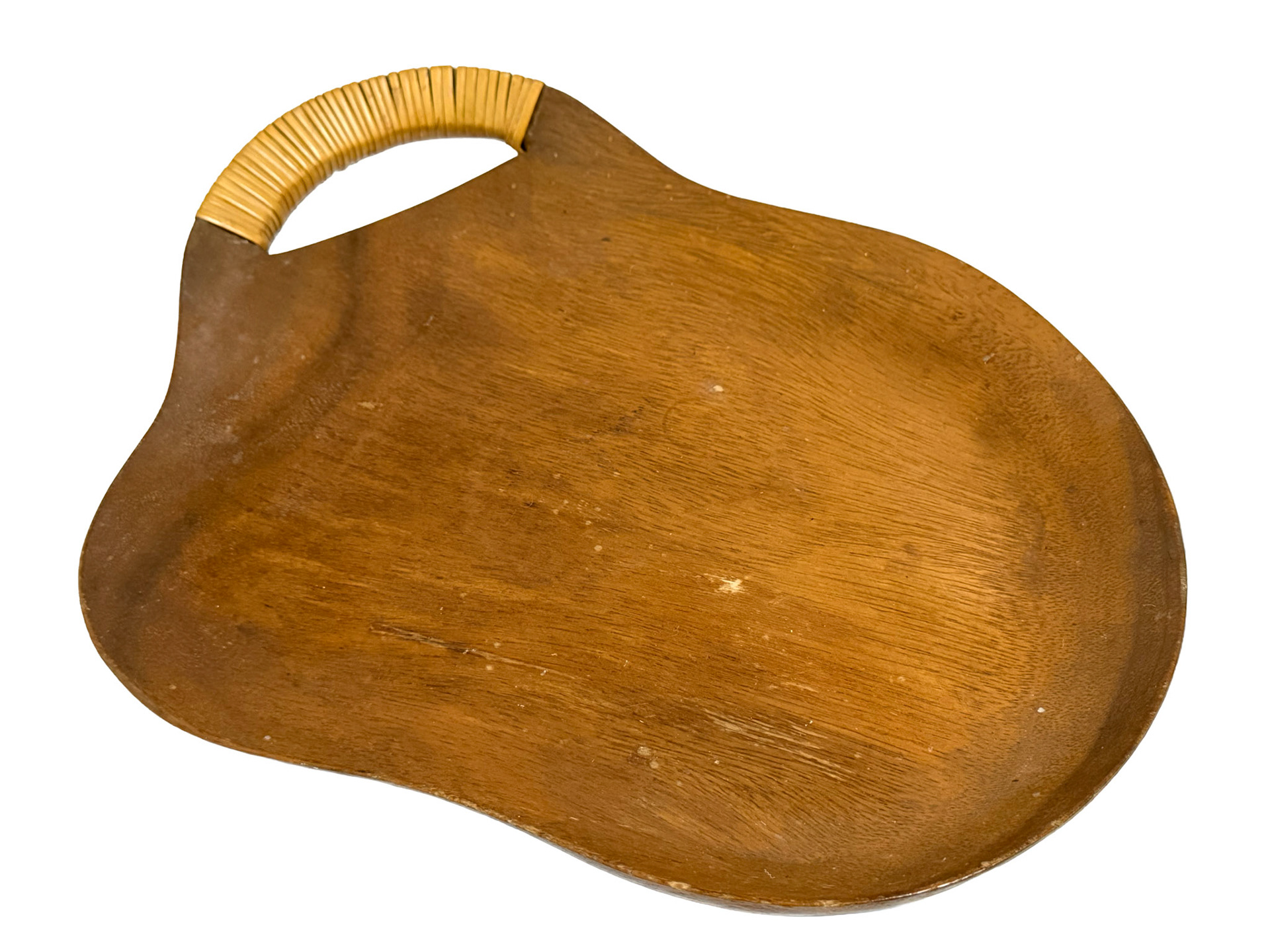 Rattan Wrapped Teak Serving Tray
