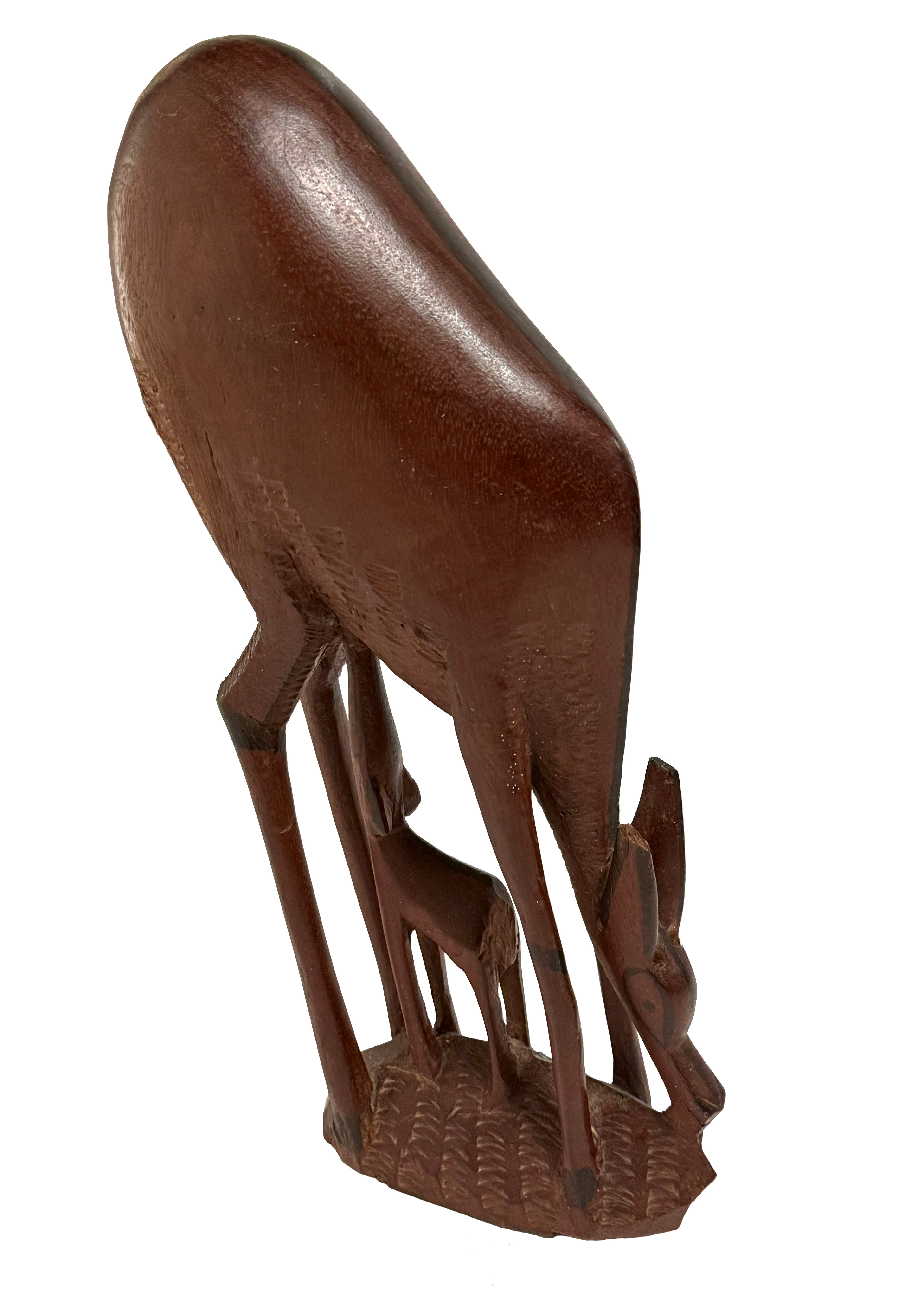 Anetelope & Fawn Teak Sculpture (Condition: Missing Antlers)