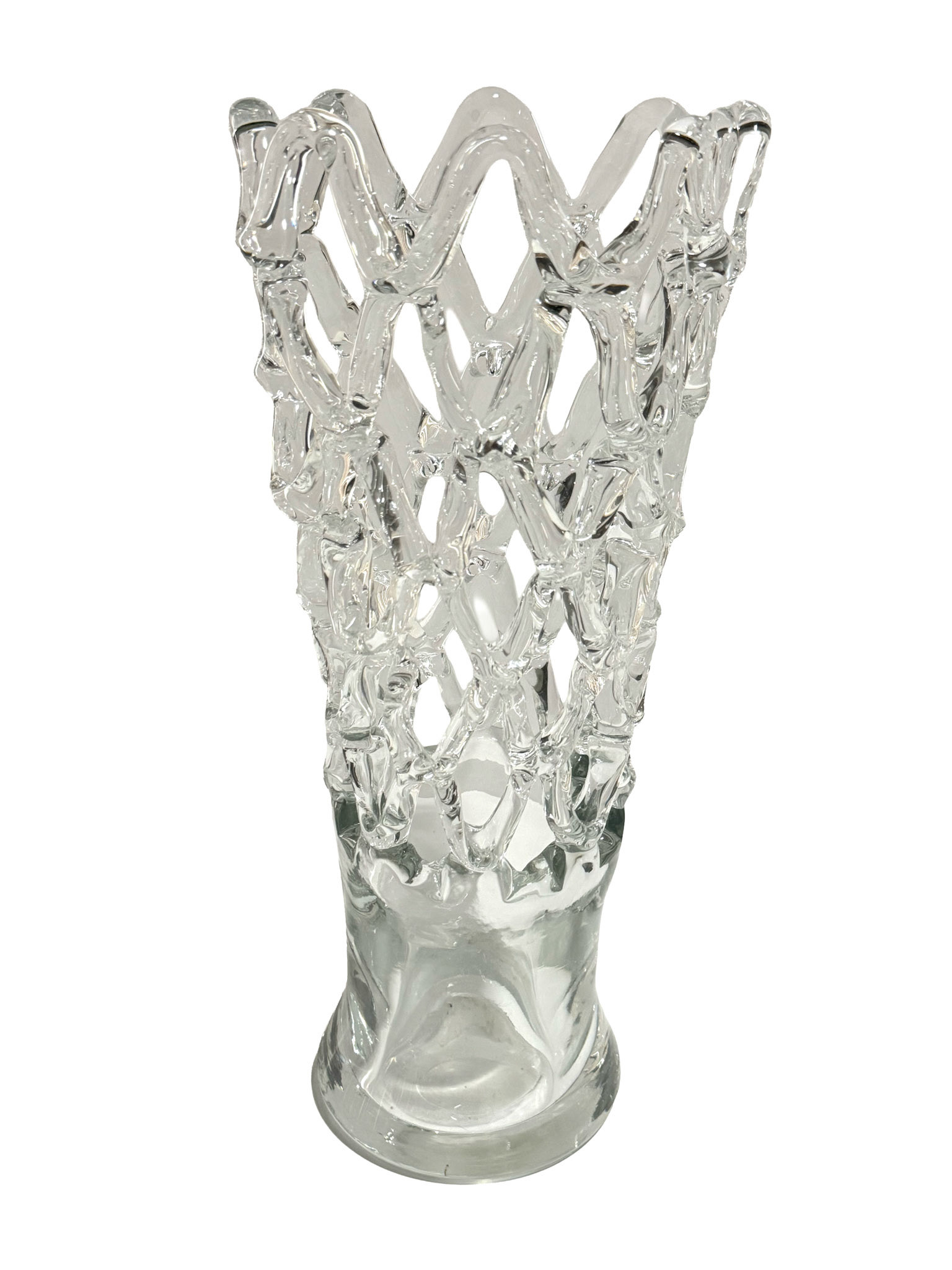 Hand Blown Lattice Vase (Height: 15.5 in, Diameter: 6 in)