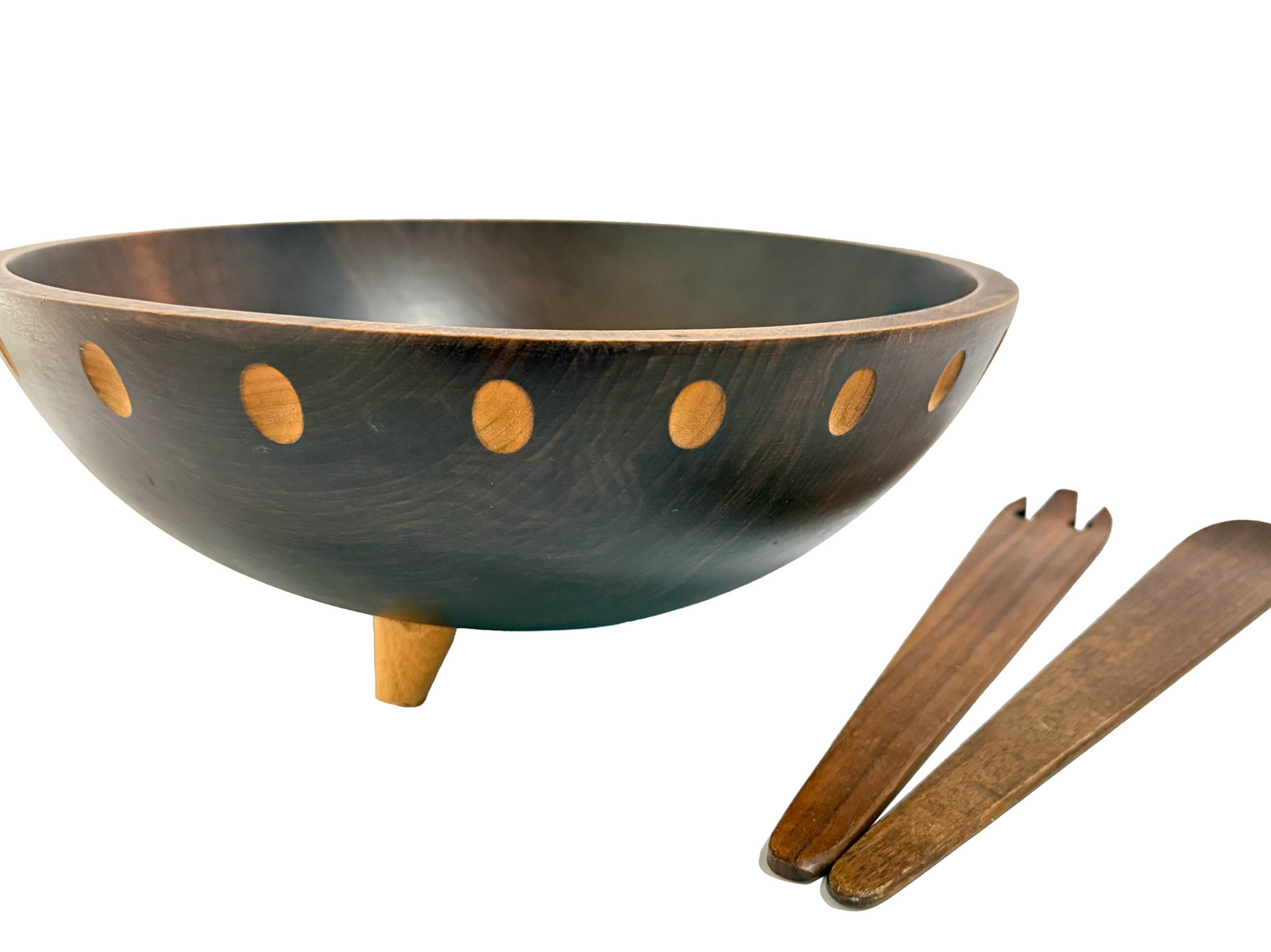Baribocraft Maple Salad Bowl & Teak Servers (Diameter: 11 in)