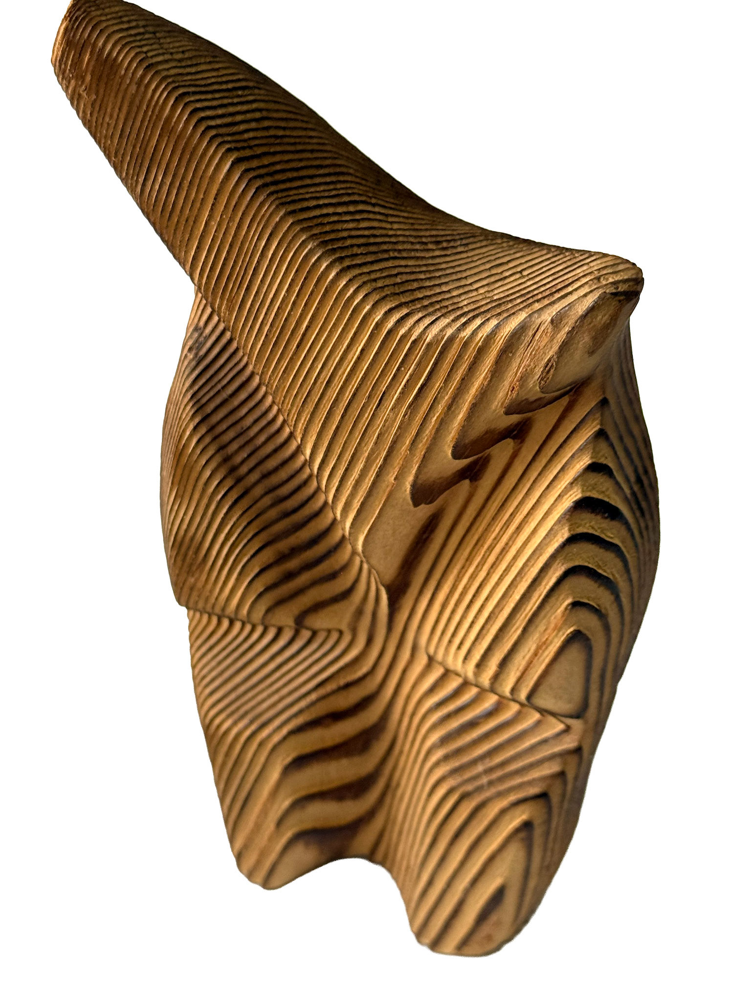 Carved Wood Owl Figurine ( Height  6.75 in, Width 3 in, Depth 1.5 in)