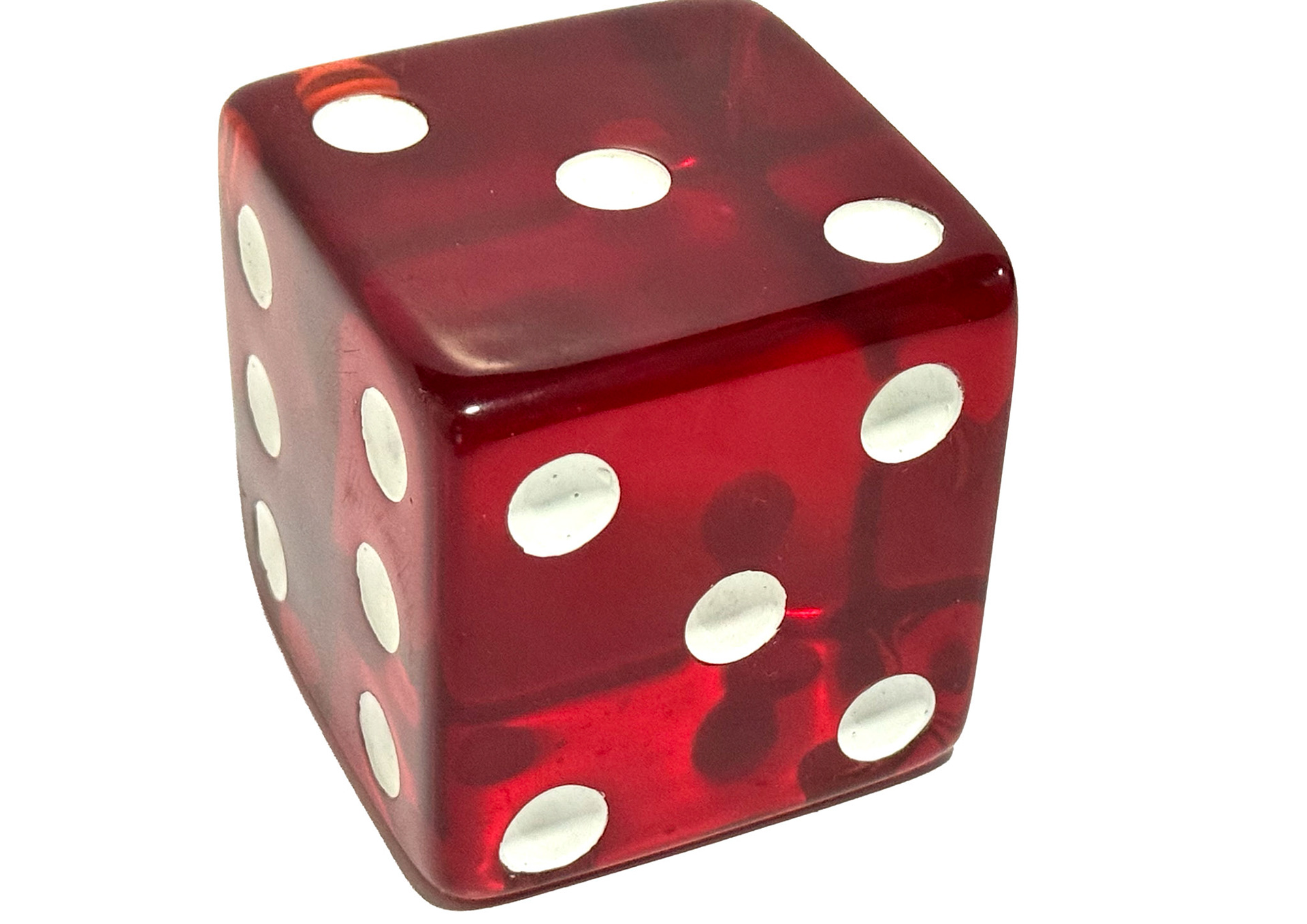 Large Red Lucite Dice (Height: 3 in, Width: 3 in)
