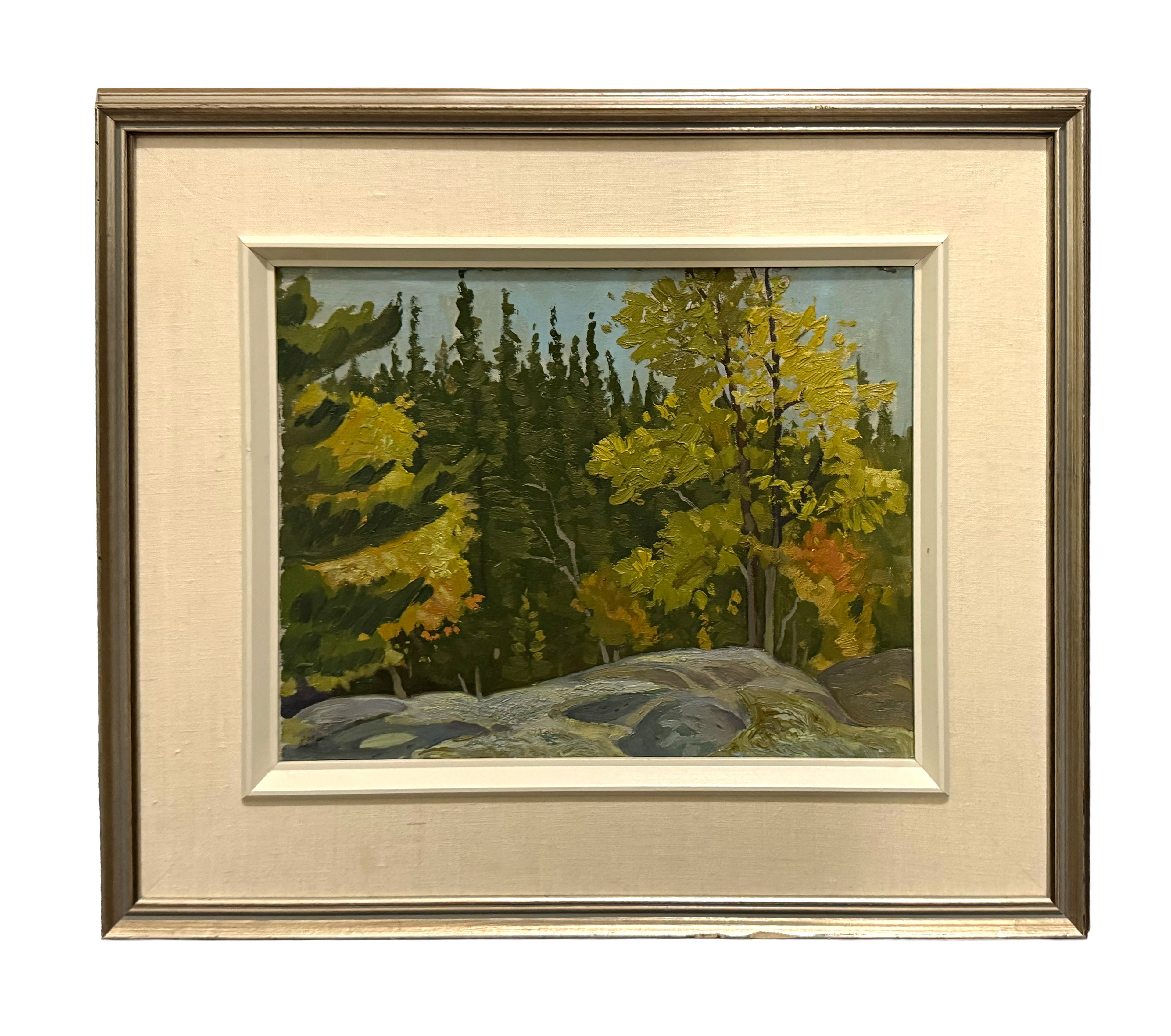 'Woodland, Near Parry Sound' 1958 Oil On Board Joachim Gauthier (Frame: 20.25 in x 23 in) (Artwork: 12 in x 15 in) 